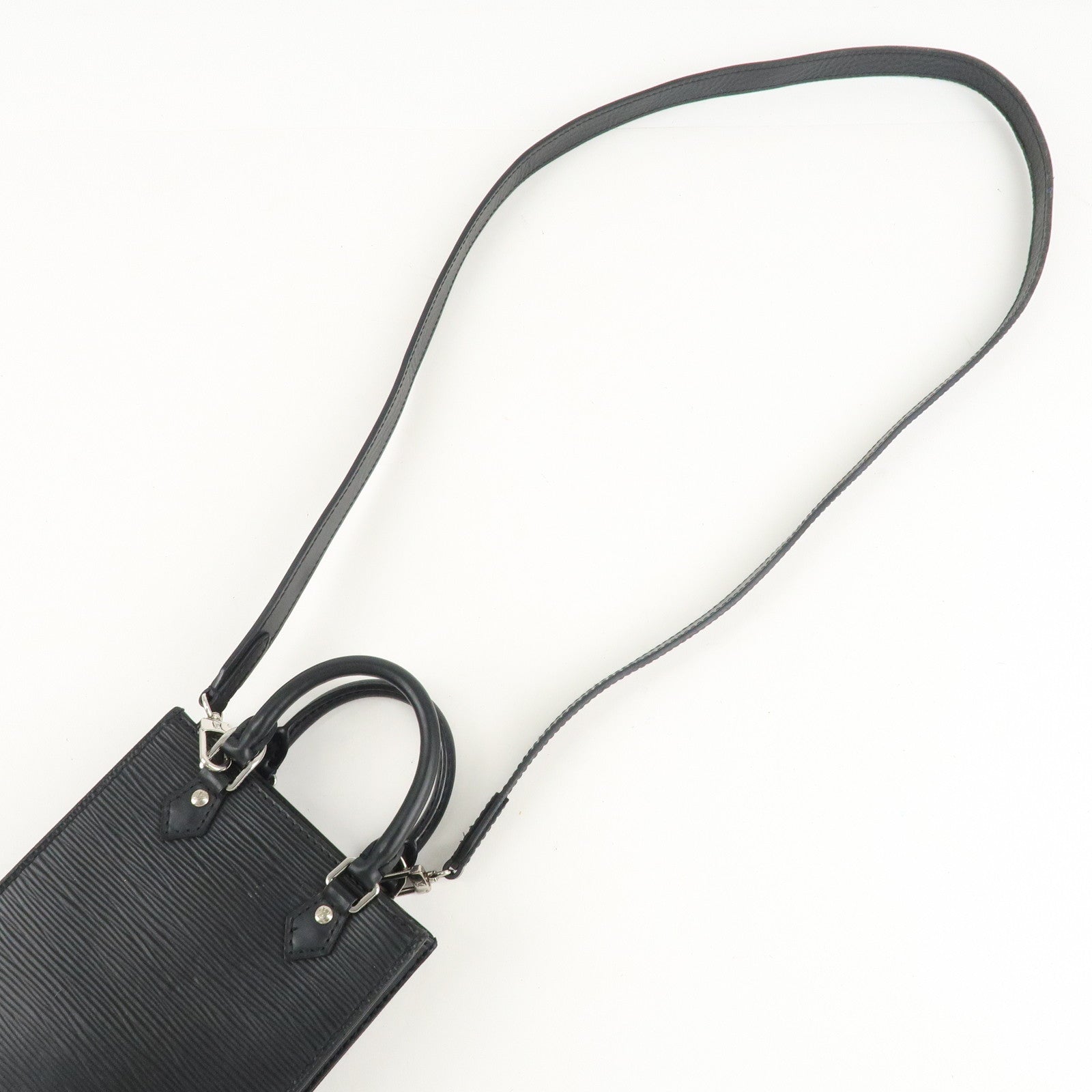 Louis Vuitton Epi Petit Sac Plat Hand Bag Noir Black M69441 Used