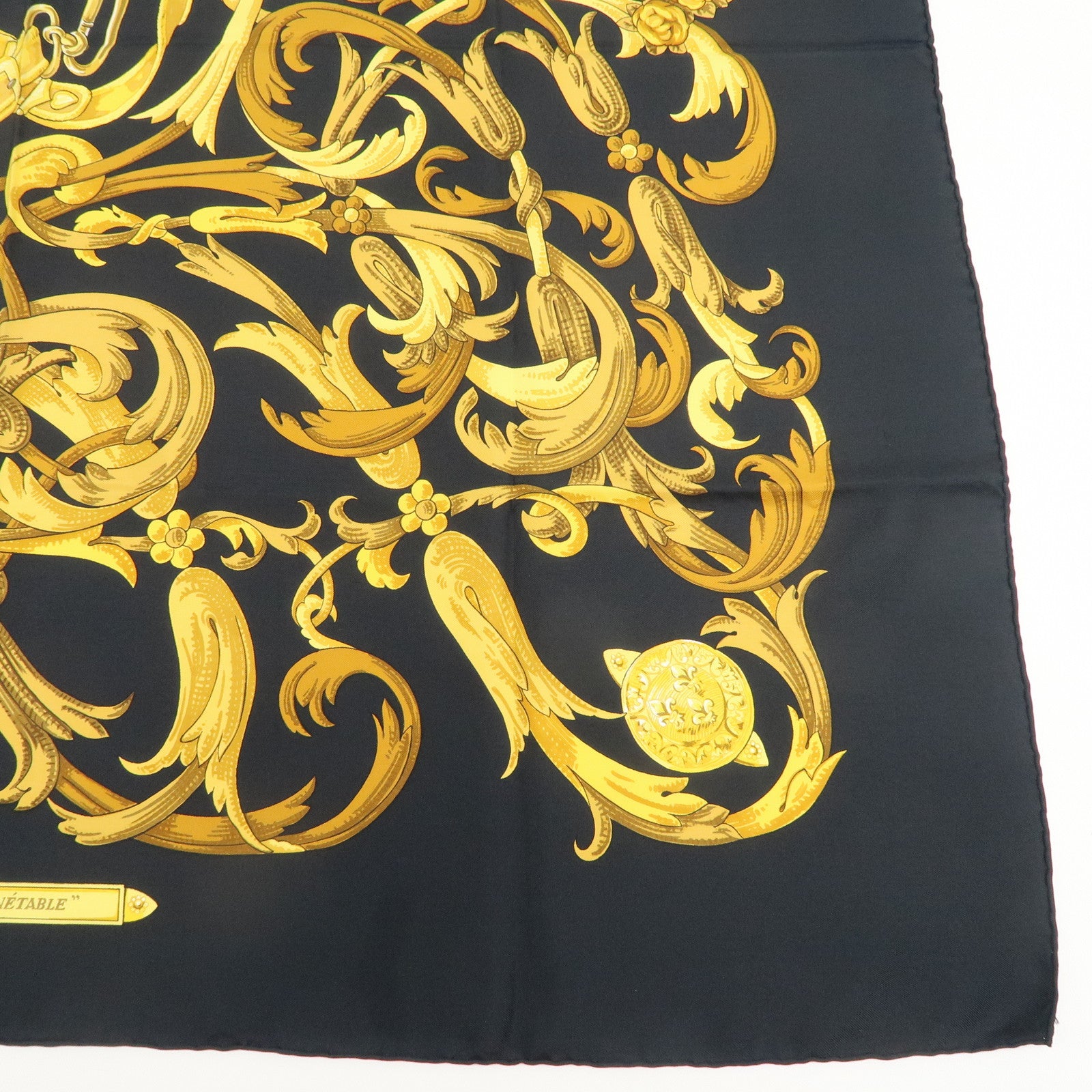 HERMES Silk 100% Carre 90 Scarf LE MORS A LA CONETABLE Used