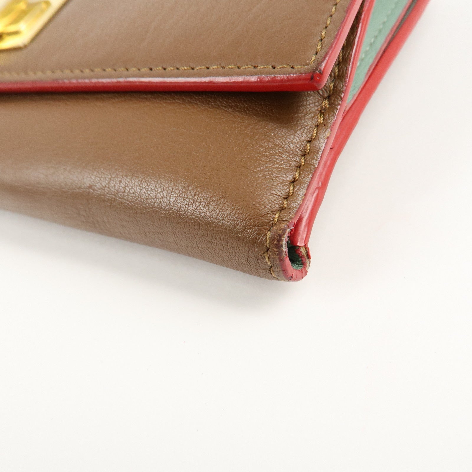 FENDI Leather Peekaboo Continental Wallet Brown 8M0308 Used