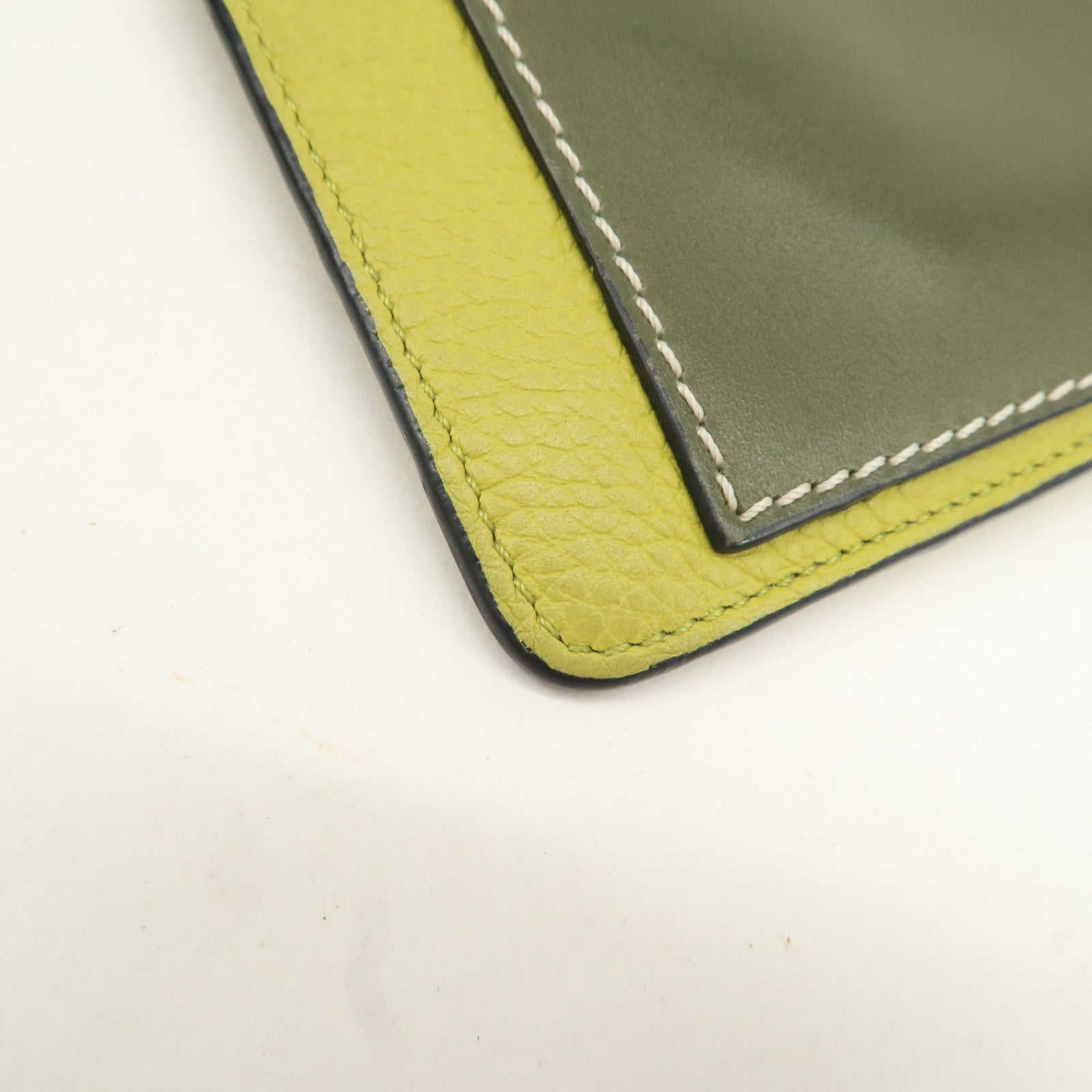 LOEWE Anagram Leather Coin Case Fragment Case Yellow Khaki Used