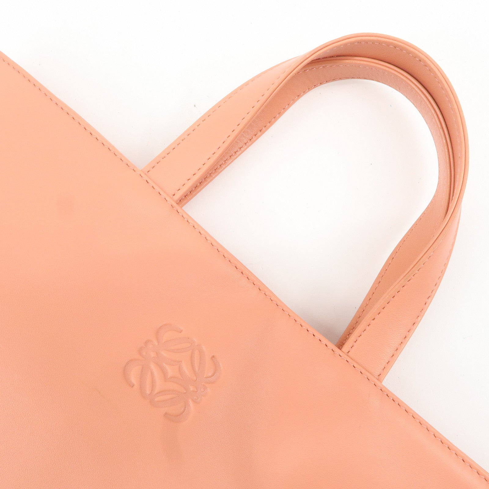 LOEWE Anagram Leather Tote Bag Hand Bag Pink Used