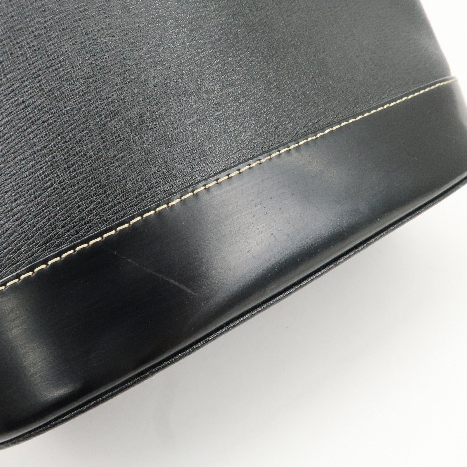 BURBERRY Logo Leather Tote Bag Hand Bag Black Used