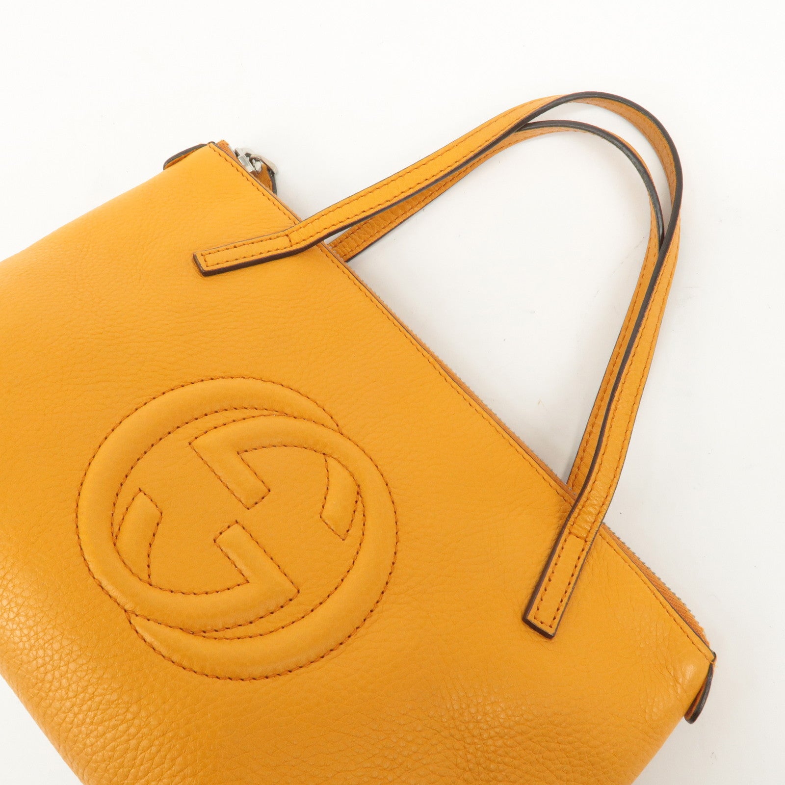 GUCCI Children SOHO Leather Tote Bag Hand Bag Orange 340618 Used