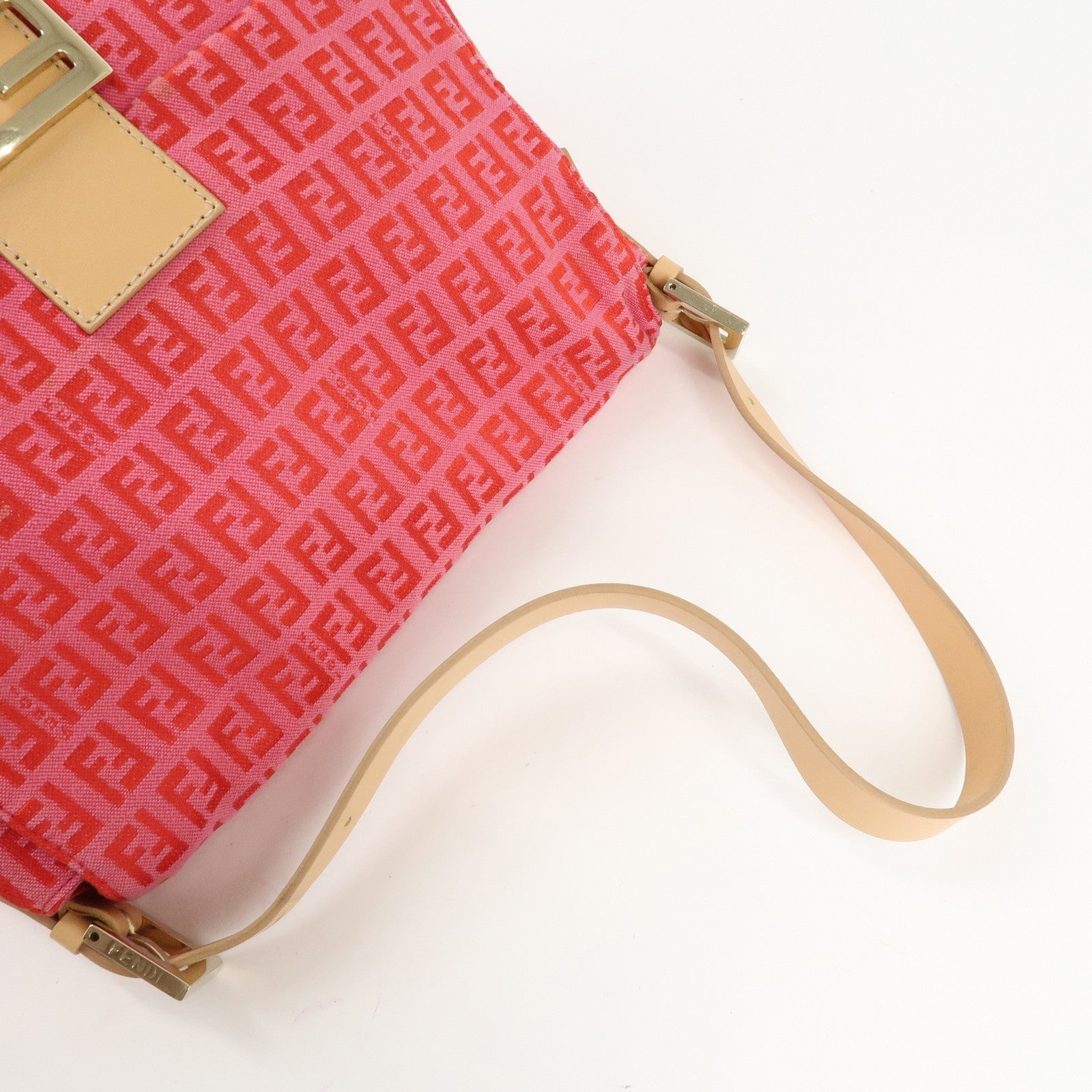 FENDI Mamma Baguette Zucchino Canvas Leather Shoulder Bag 8BR001 Used