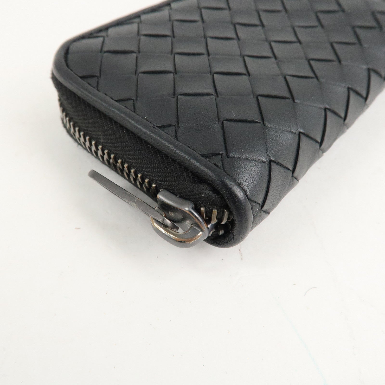 BOTTEGA VENETA Intrecciato Leather Round Zipper Coin Purse 473010 Used