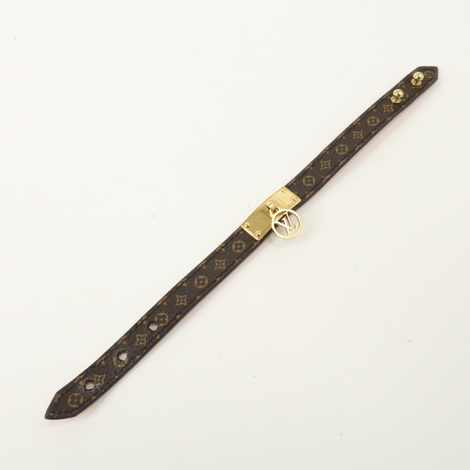 Louis Vuitton Monogram Bracelet Logo Mania 17 Brown M4150 Used