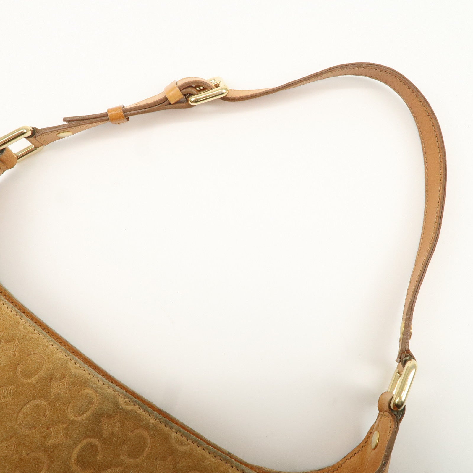 CELINE C Macadam Suede Leather Shoulder Bag Brown Used