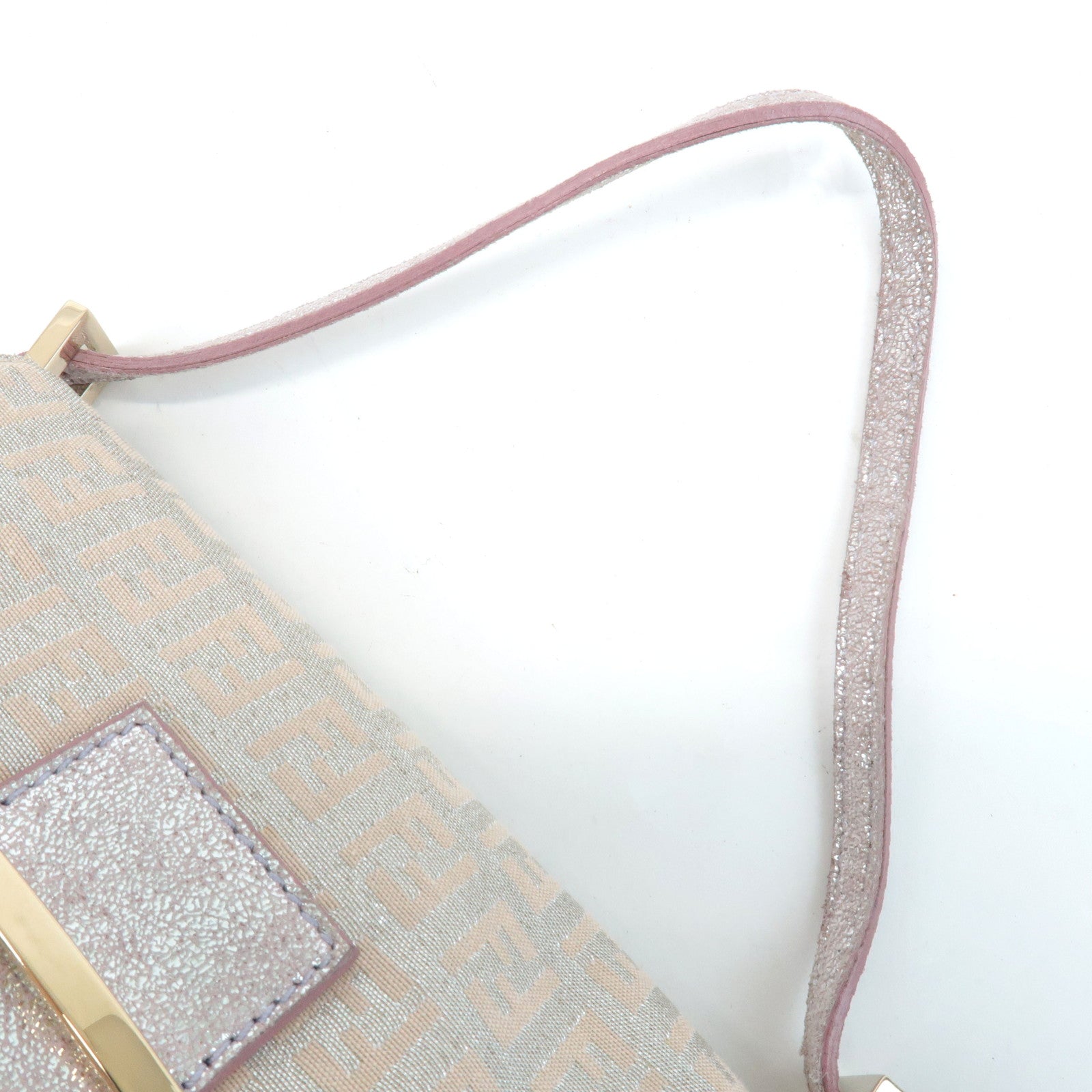 FENDI Mini Mamma Baguette Canvas Leather Shoulder Bag Beige 8BR180 Used