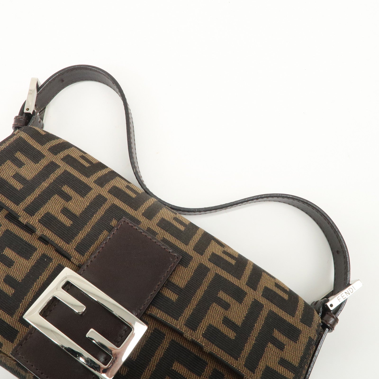 FENDI Mamma Baguette Zucca Canvas Leather Shoulder Bag 26424 Used