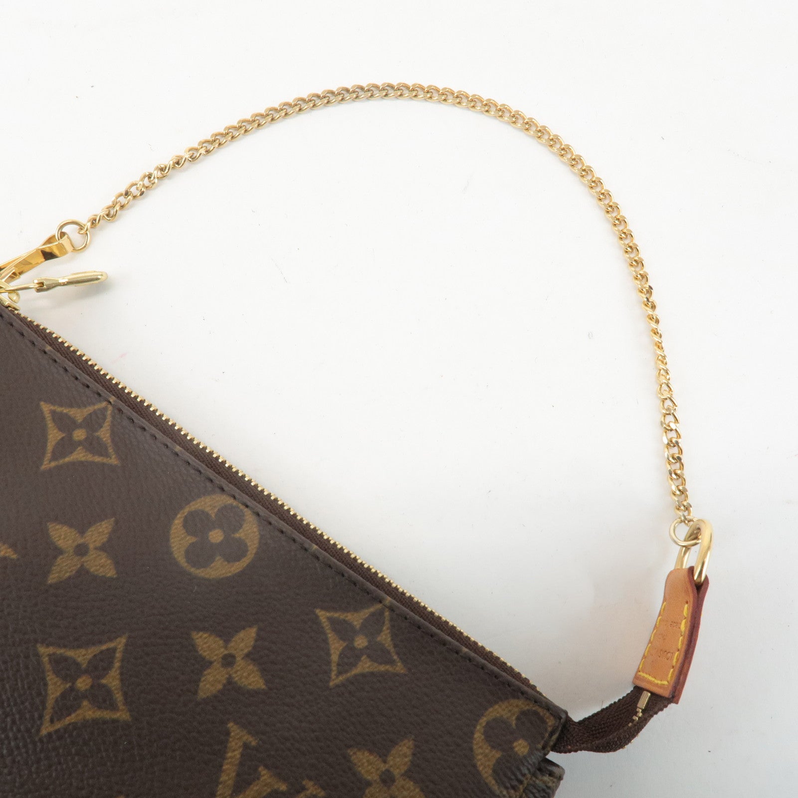Louis Vuitton Bucket PM Pouch Hand Bag Brown Gold Hardware Used
