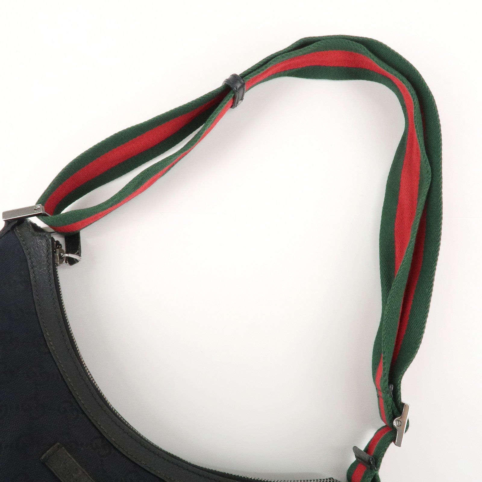 GUCCI Sherry GG Canvas Leather Shoulder Bag Black 181092 Used