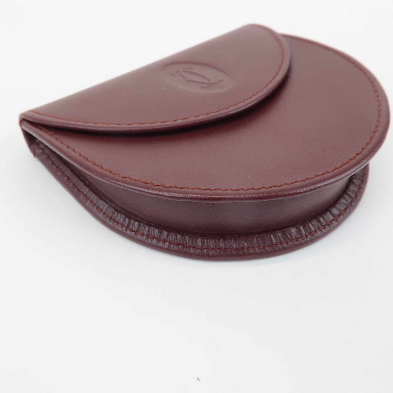 Cartier Mastline Leather Coin Case Coin Wallet Bordeaux Used