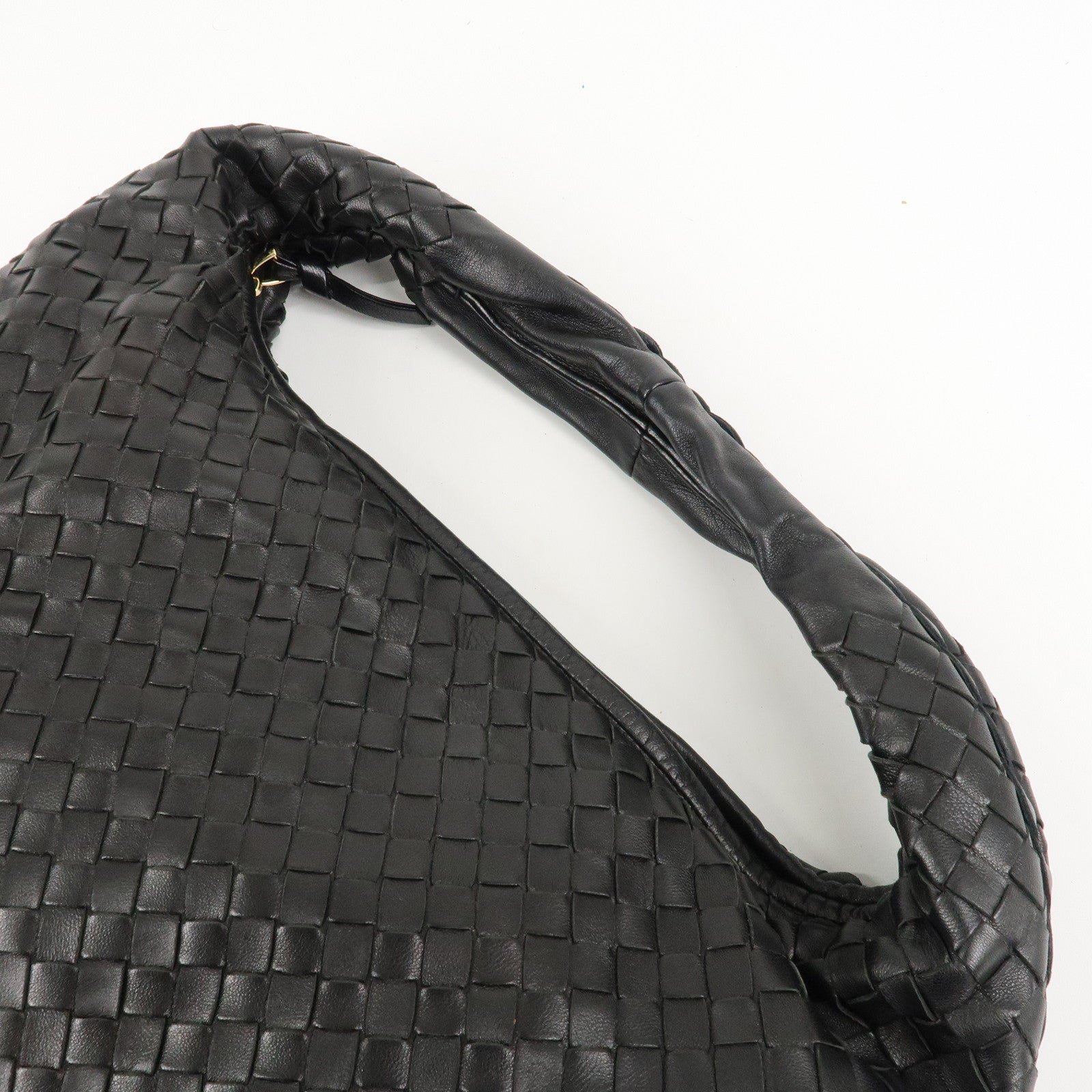 BOTTEGA VENETA Hobo Intrecciato Leather Shoulder Bag Black 115653 Used