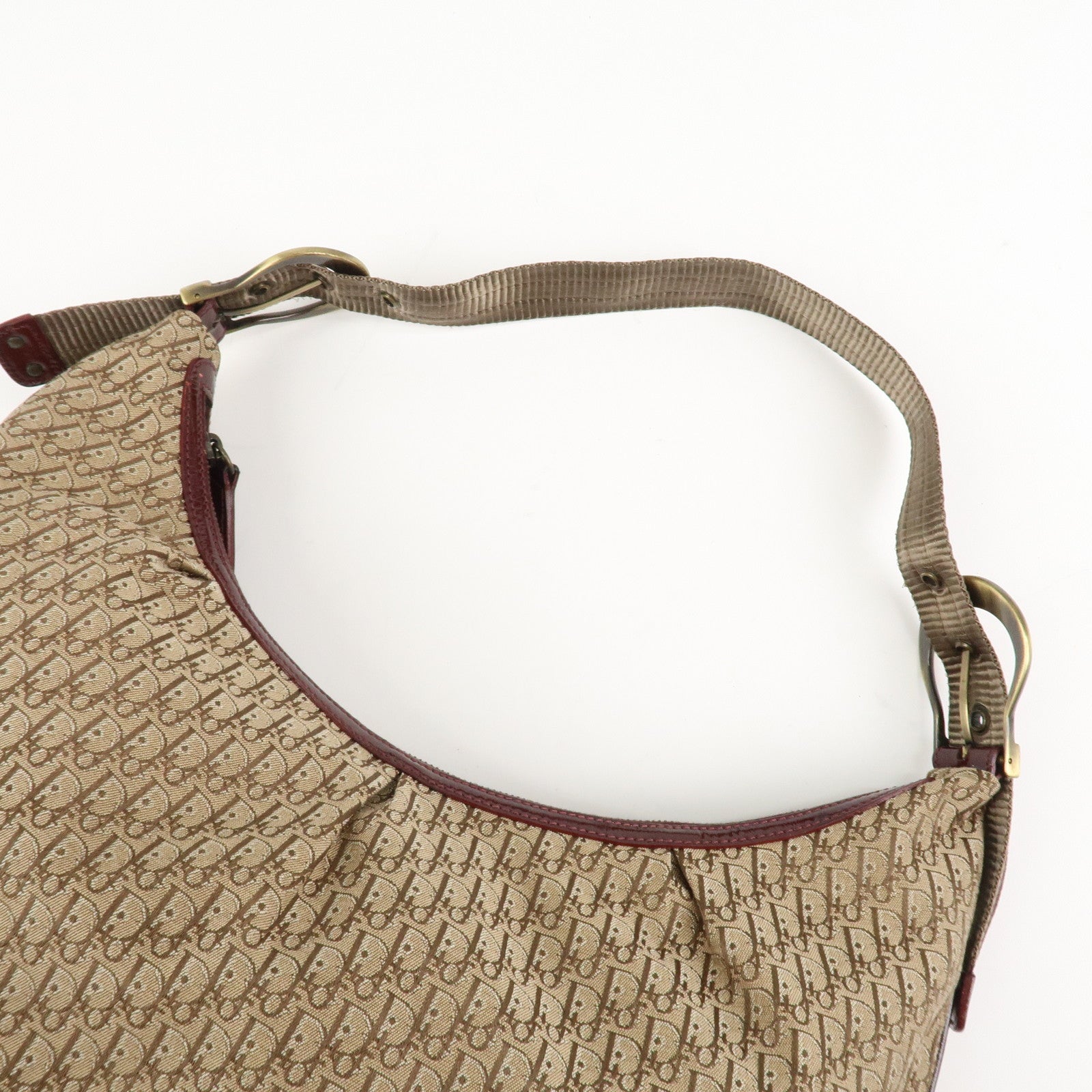 Christian Dior Trotter Canvas Patent Leather Suede Shoulder Bag Used