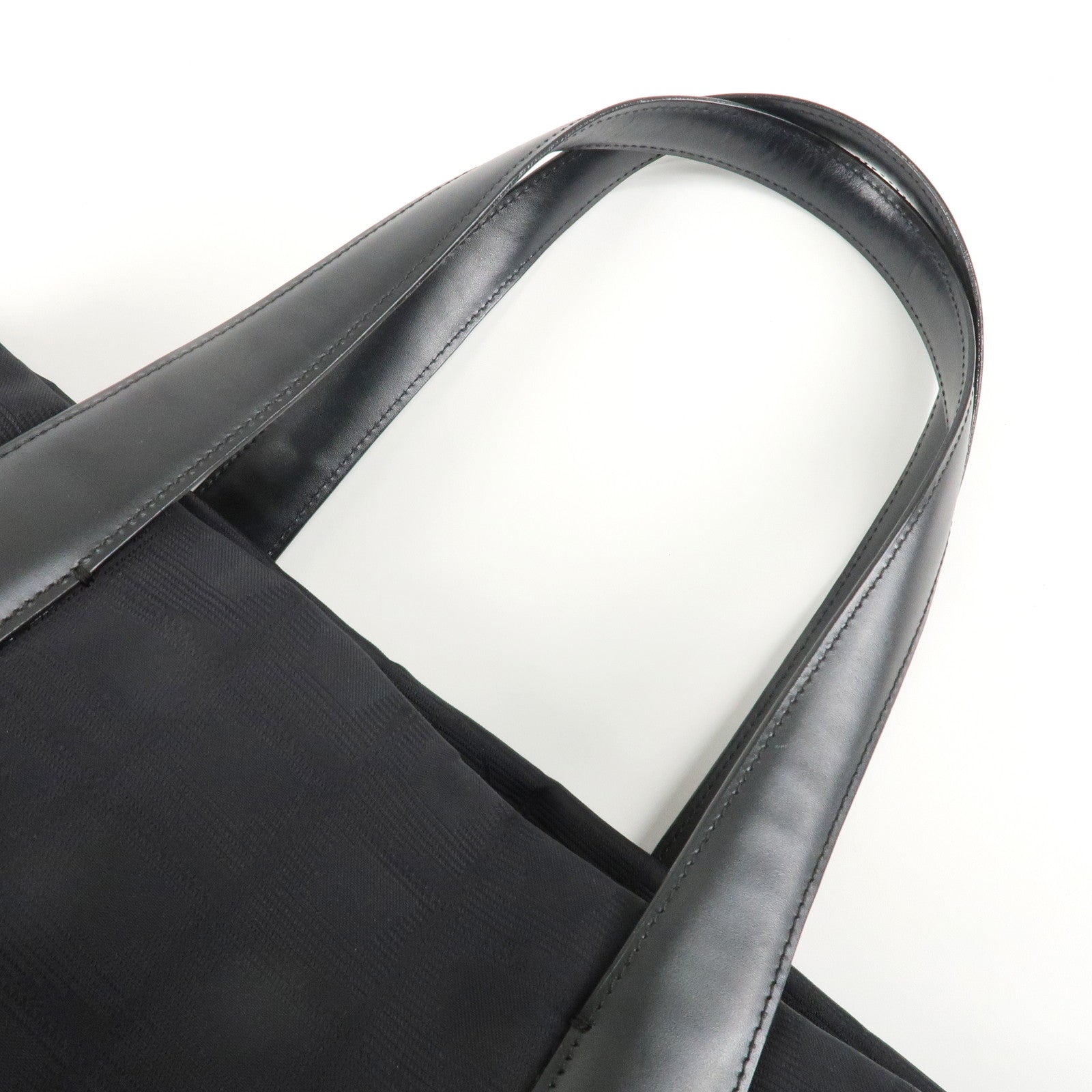 CHANEL New Travel Line Nylon Jacquard Leather Tote Bag MM Black A15991 Used