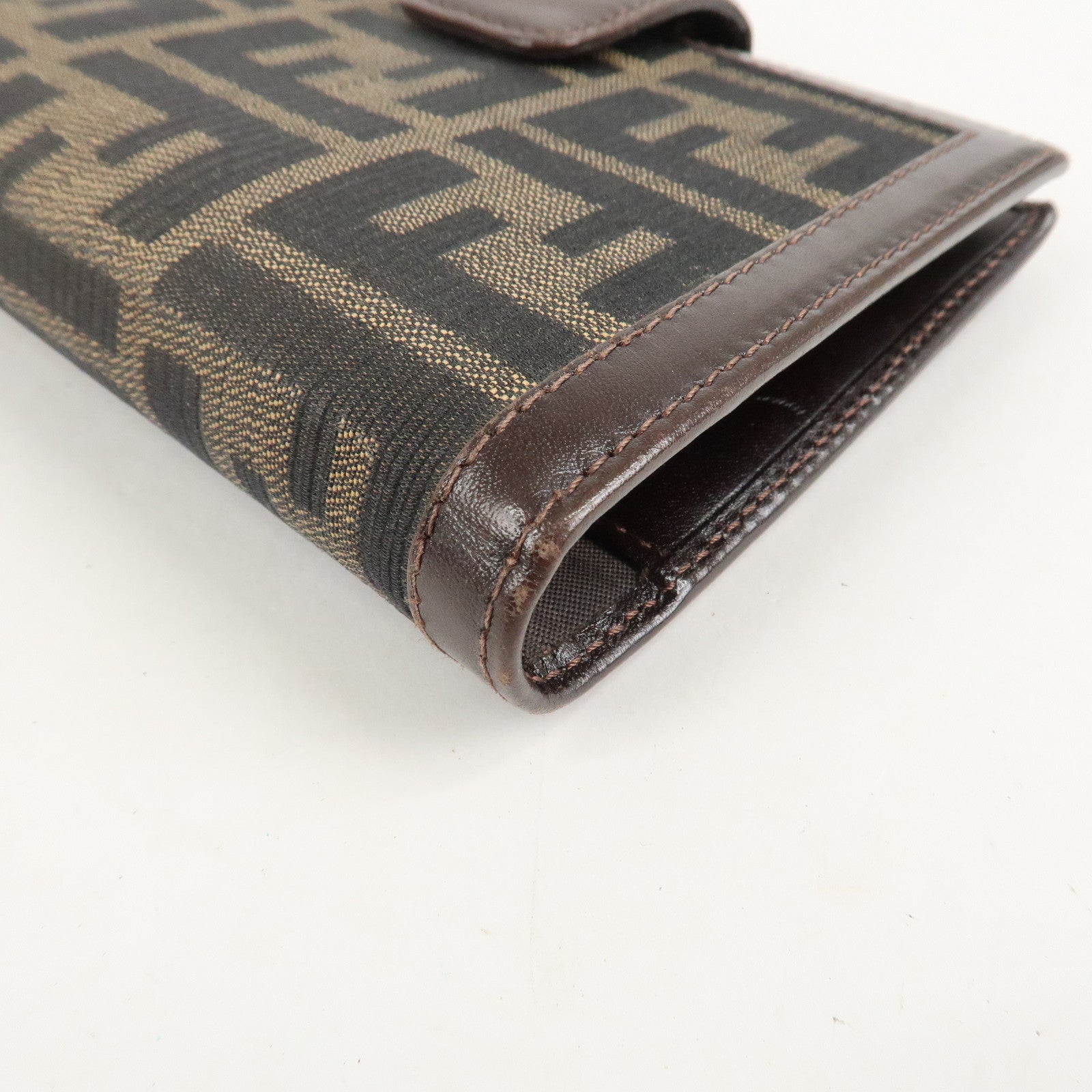 FENDI Zucca Canvas Leather Agenda Planner Cover Brown Used