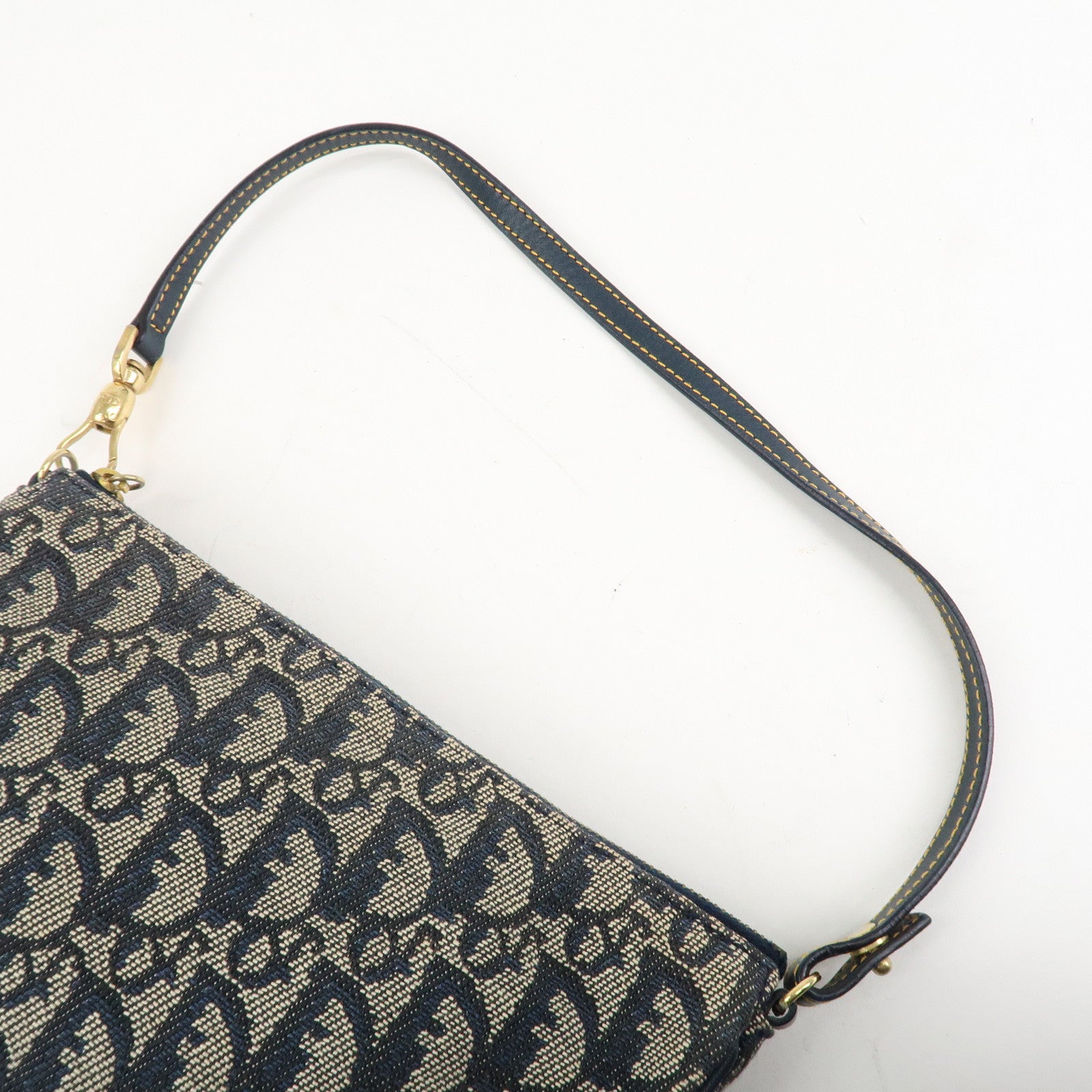 Christian Dior Trotter Canvas Leather Mini Saddle Pouch Hand Bag Used