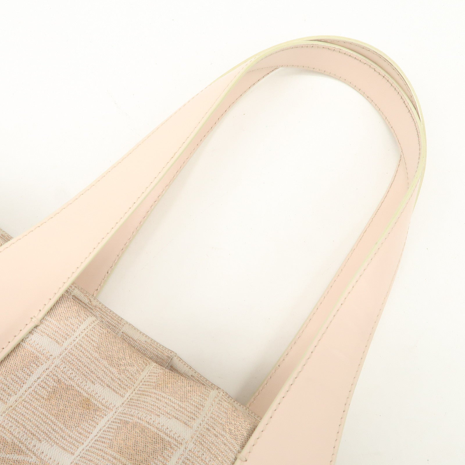 CHANEL New Travel Line Nylon Jacquard Leather Tote Bag Pink A15991 Used