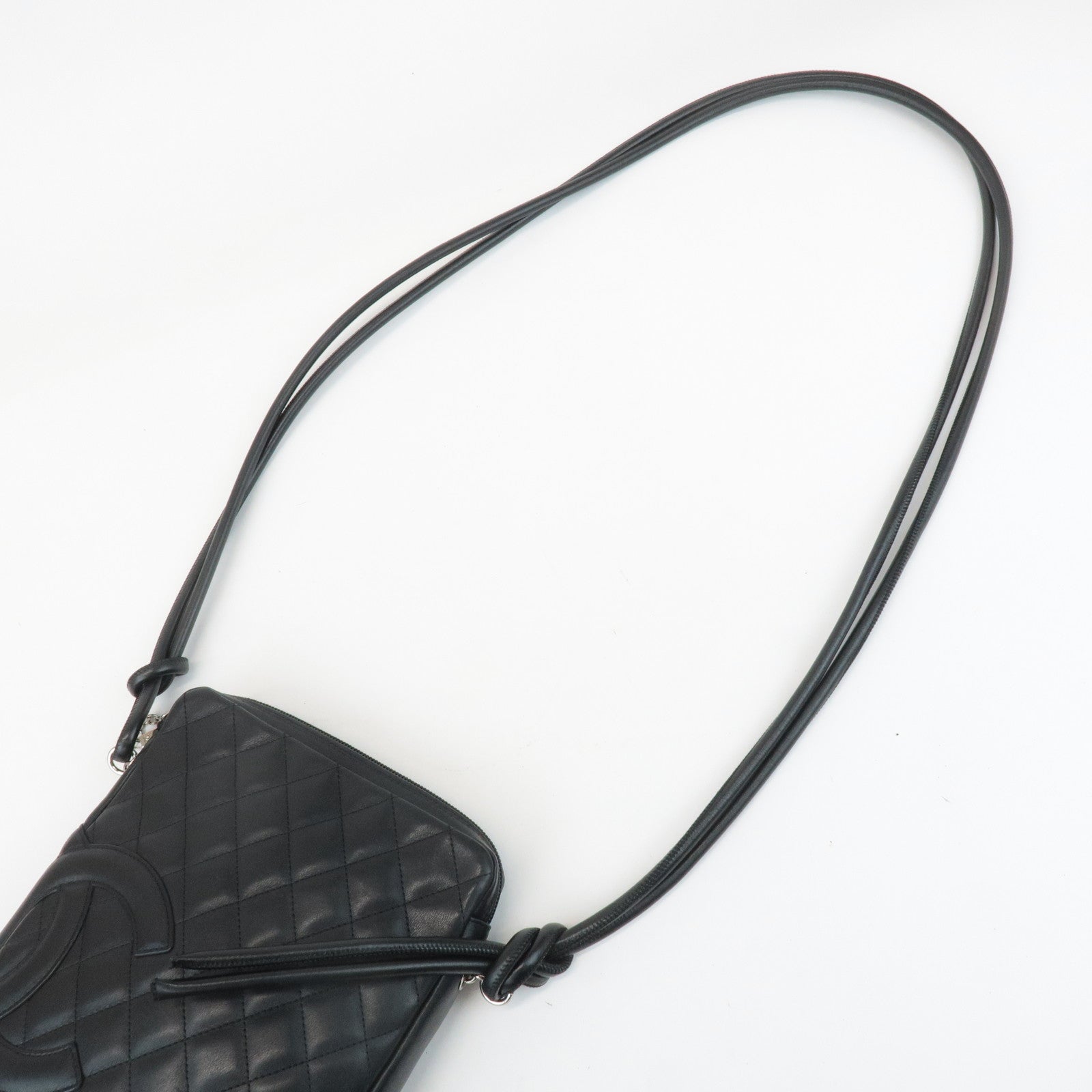 CHANEL Cambon Lamb Skin Medium Pochette Shoulder Bag A25178 Used