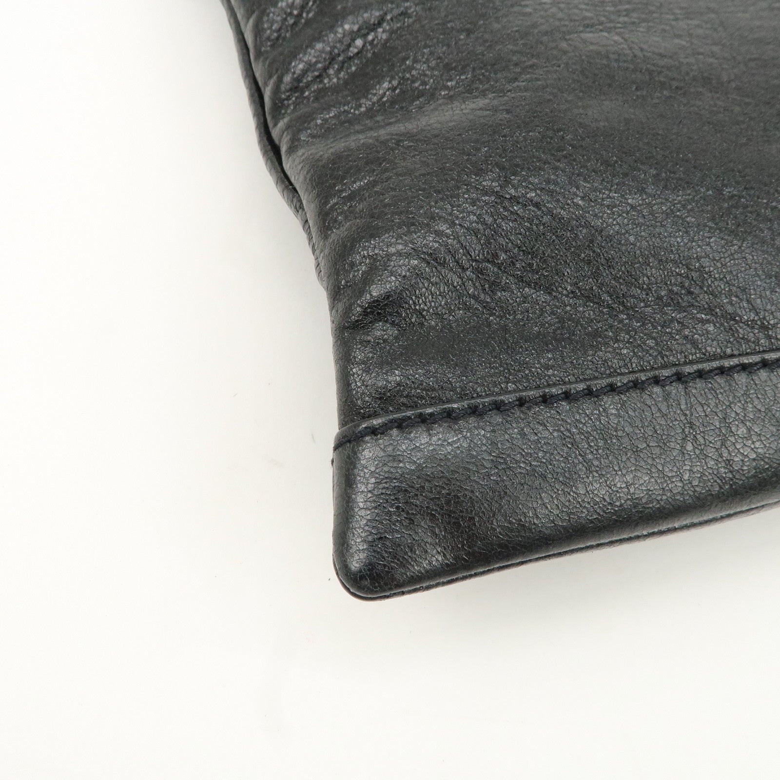 BALENCIAGA Leather Classic Clip L Clutch Bag Black 273023 Used