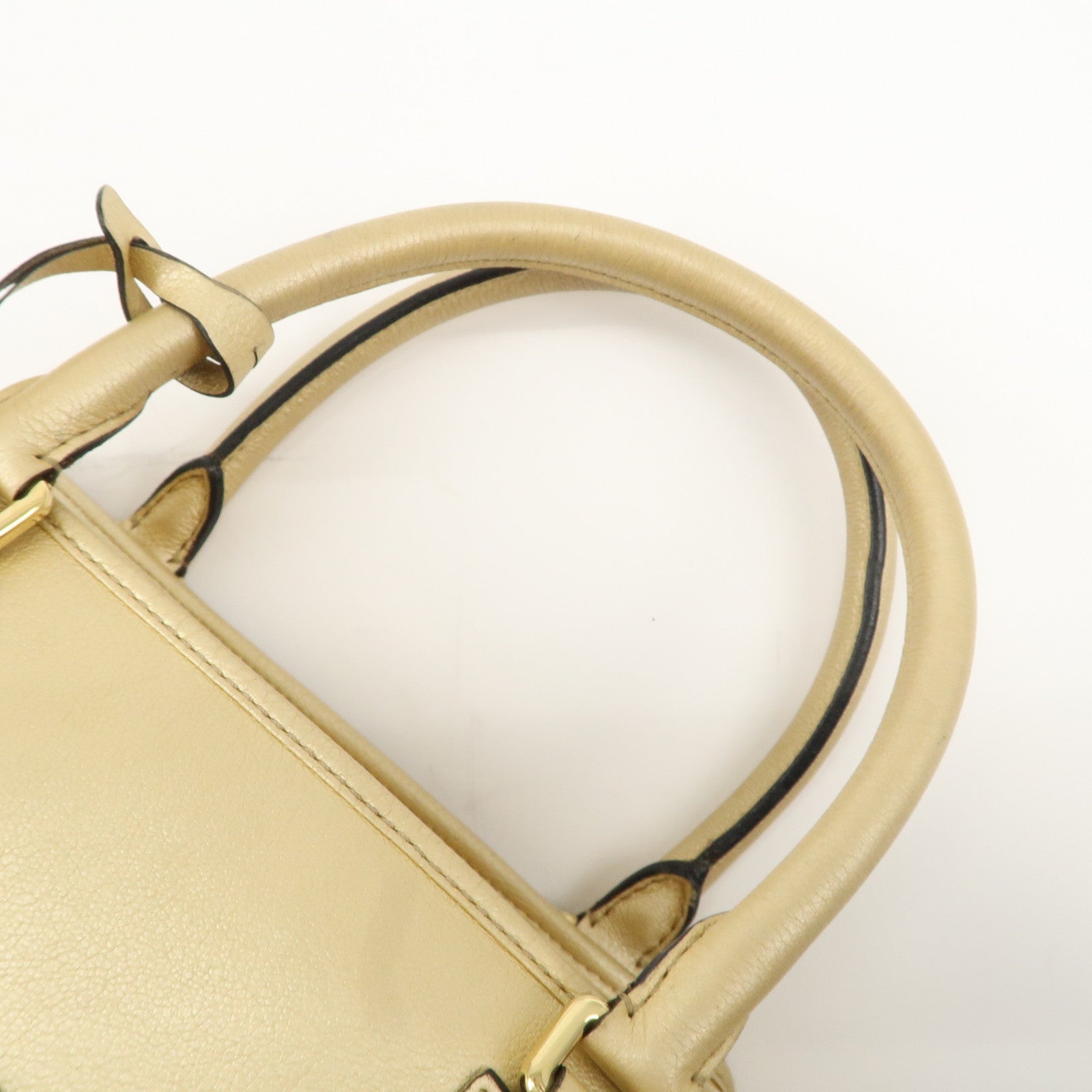 LOEWE Anagram Leather Amazona 28 Hand Bag Gold Used