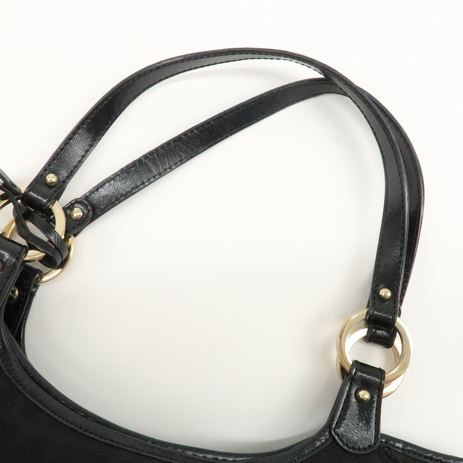 FENDI Zucca Canvas Leather Tote Bag Hand Bag Black 8BH156 Used