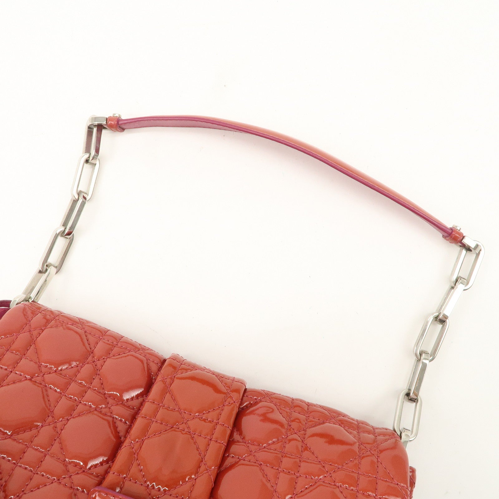 Christian Dior Cannage Patent Leather Chain Shoulder Bag Used