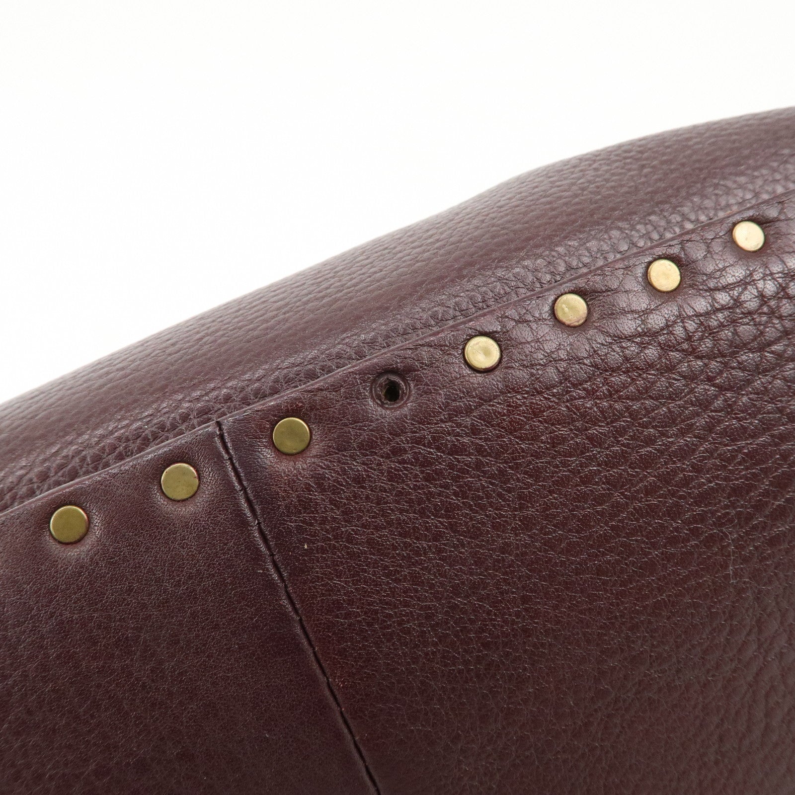 CELINE Leather Boogie Bag Hand Bag Gold Studs Bordeaux Used