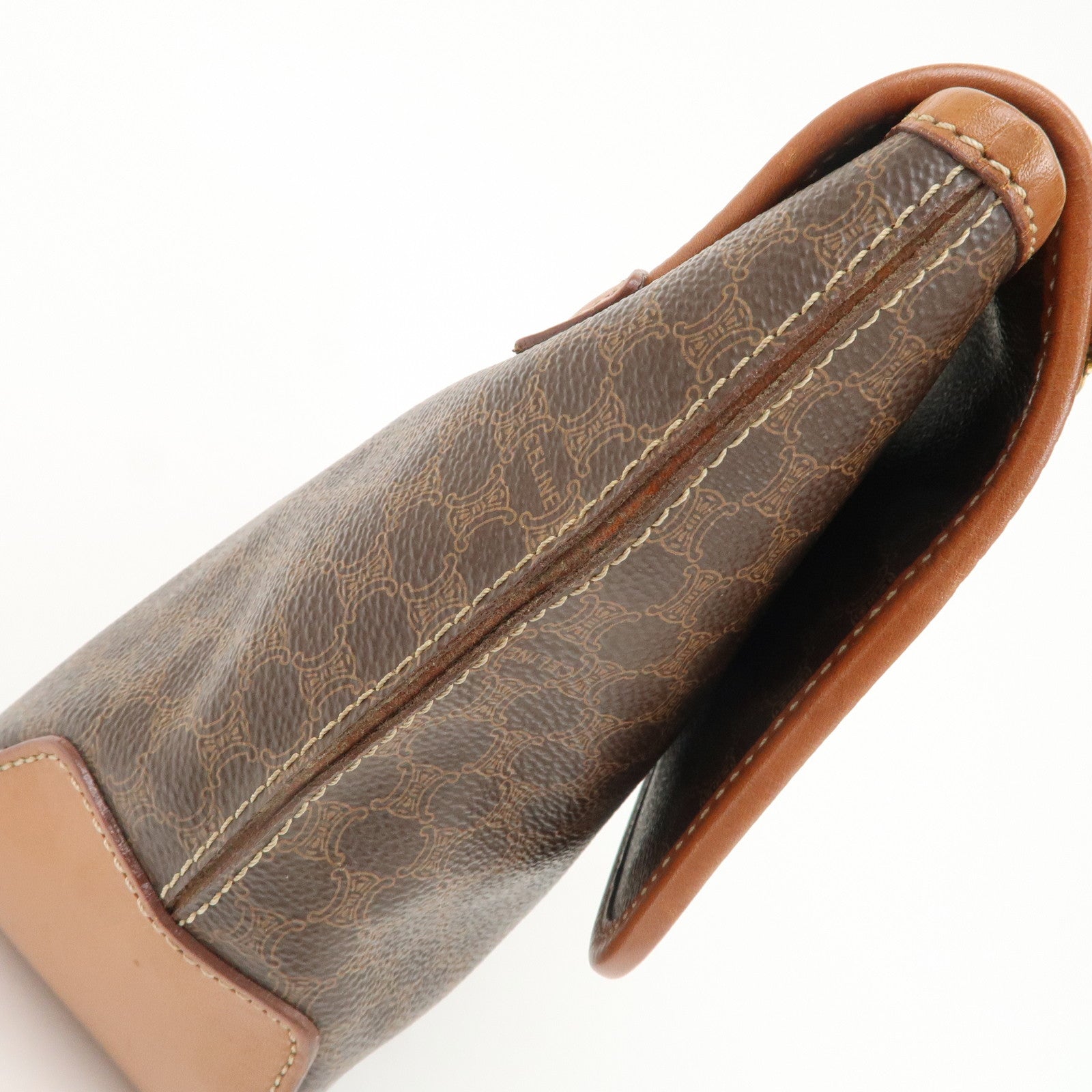 CELINE Macadam PVC Leather Hand Bag Brown Used