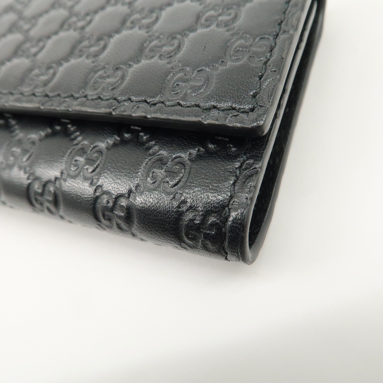 GUCCI Micro Guccissima Leather 6 Rings Key Case Black 150402 Used