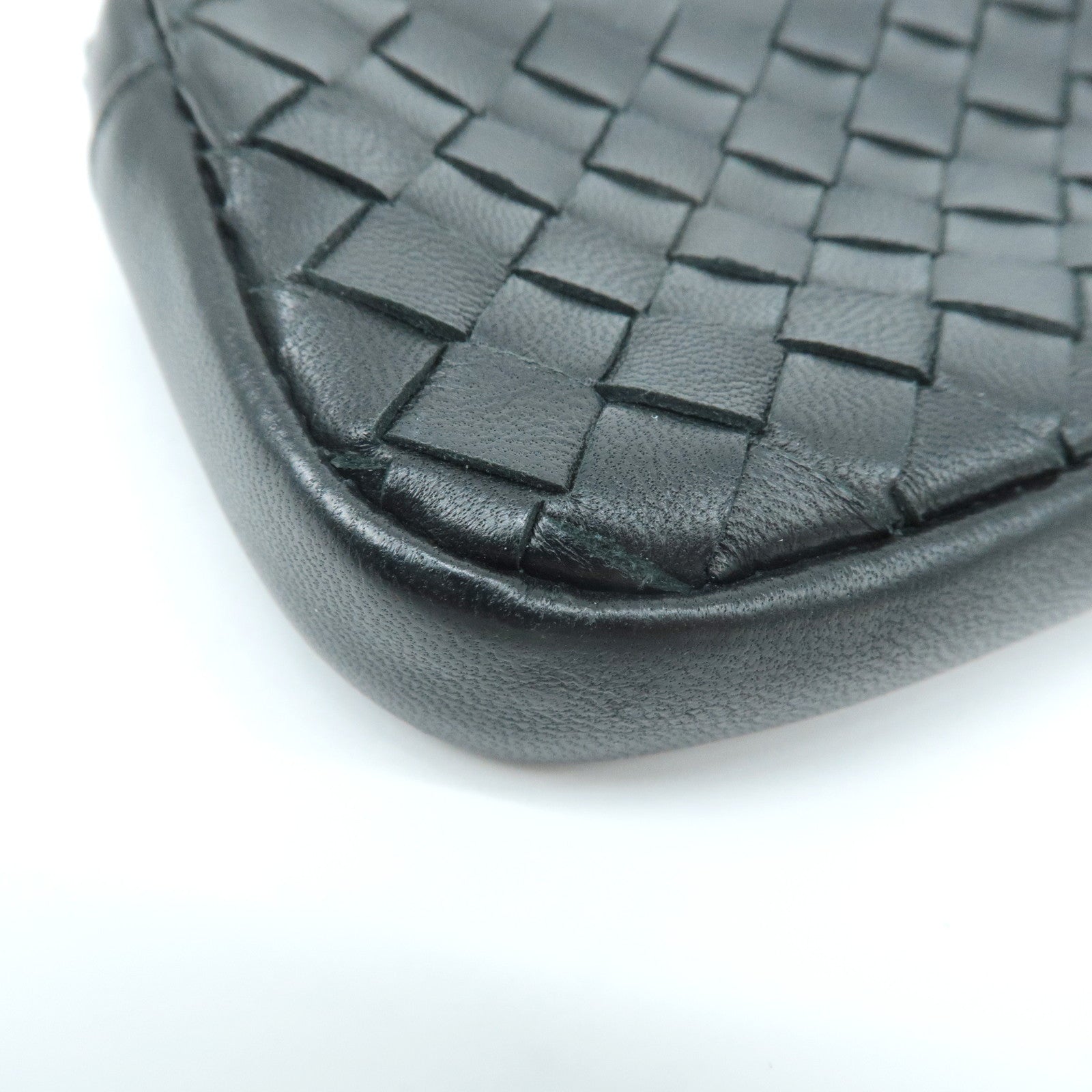 BOTTEGA VENETA Intrecciato Leather Coin Case Black 233808 Used
