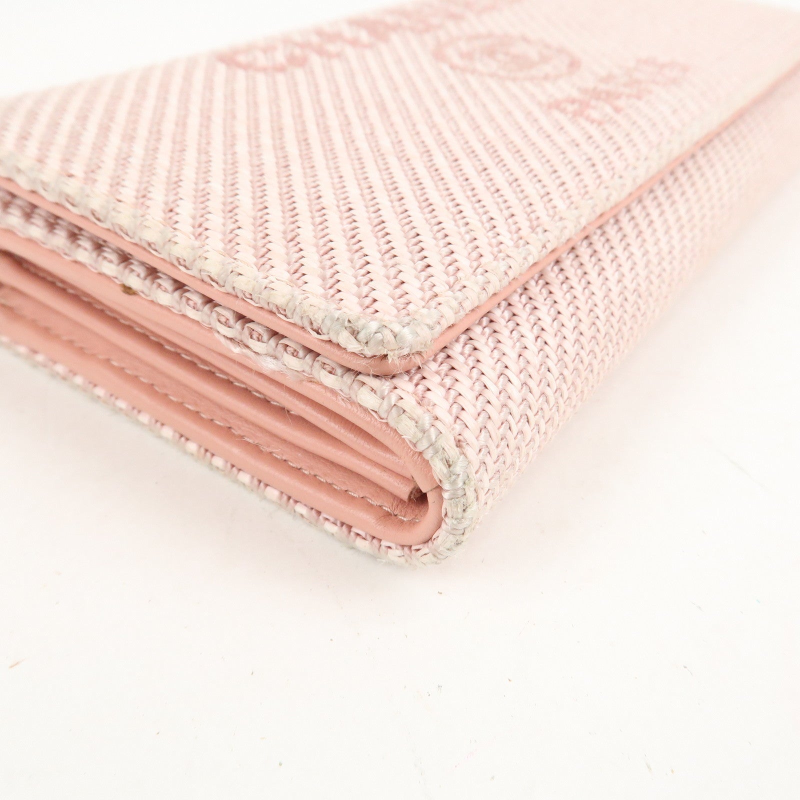 CHANEL Deauville Canvas Bi-fold Long Wallet Pink A80056 Used