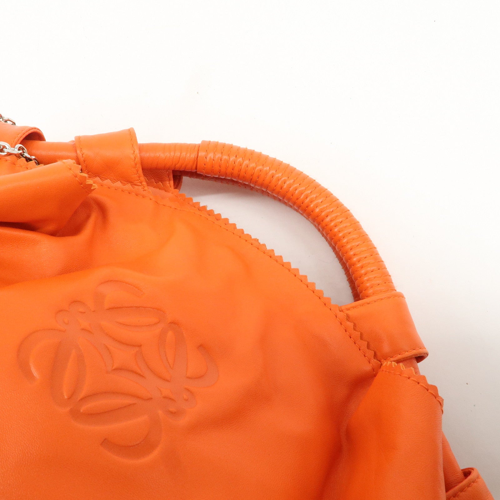 LOEWE Anagram Leather Nappa Aire Hand Shoulder Bag Orange Used