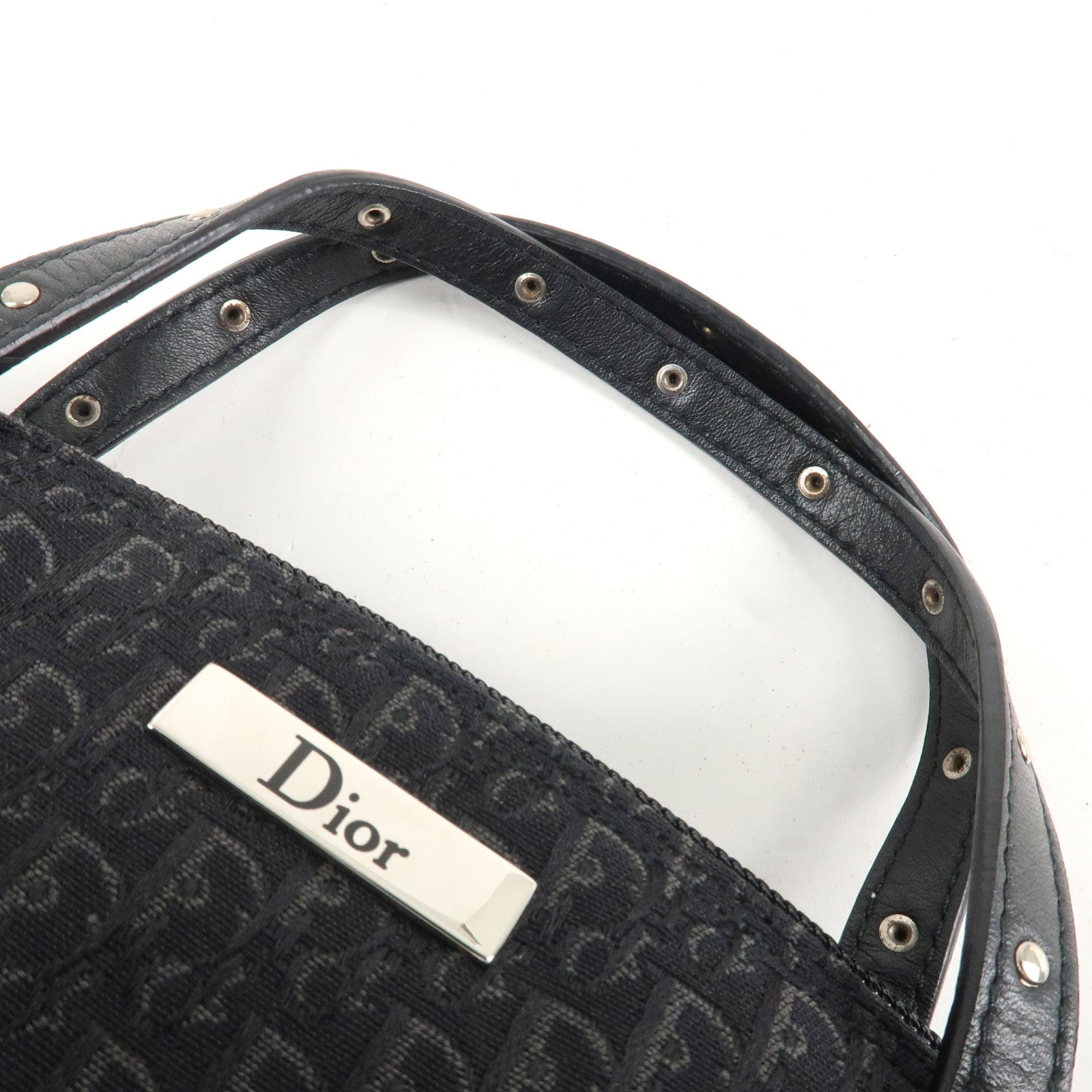 Christian Dior Trotter Canvas Leather Shoulder Bag Hand Bag Black Used