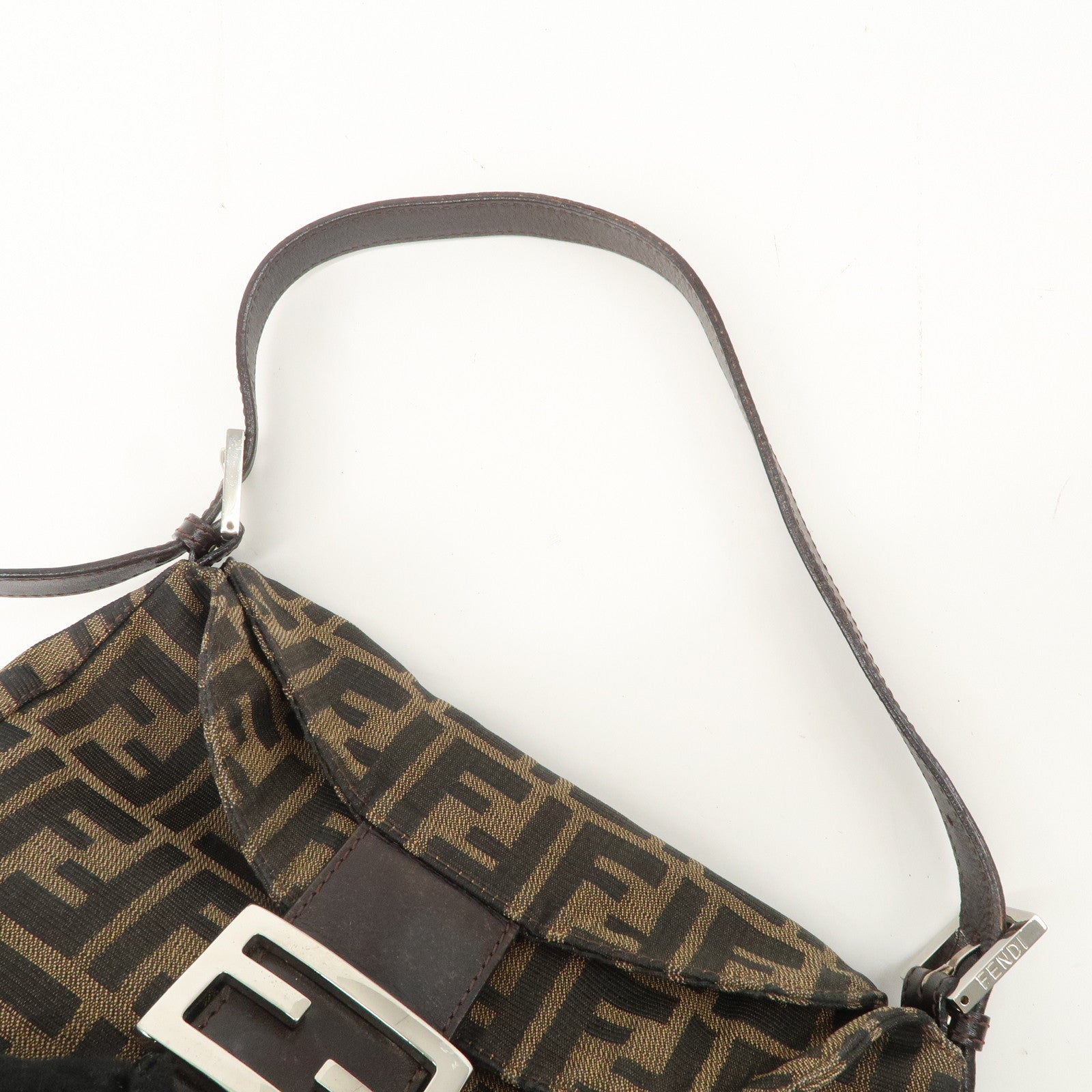 FENDI Zucca Canvas Leather Shoulder Bag Hand Bag 26423Used F/S Used