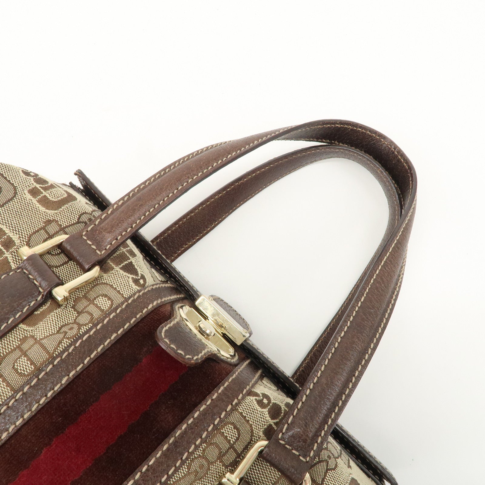 GUCCI Sherry Canvas Leather Doctor's Bag Hand Bag Beige 146002 Used