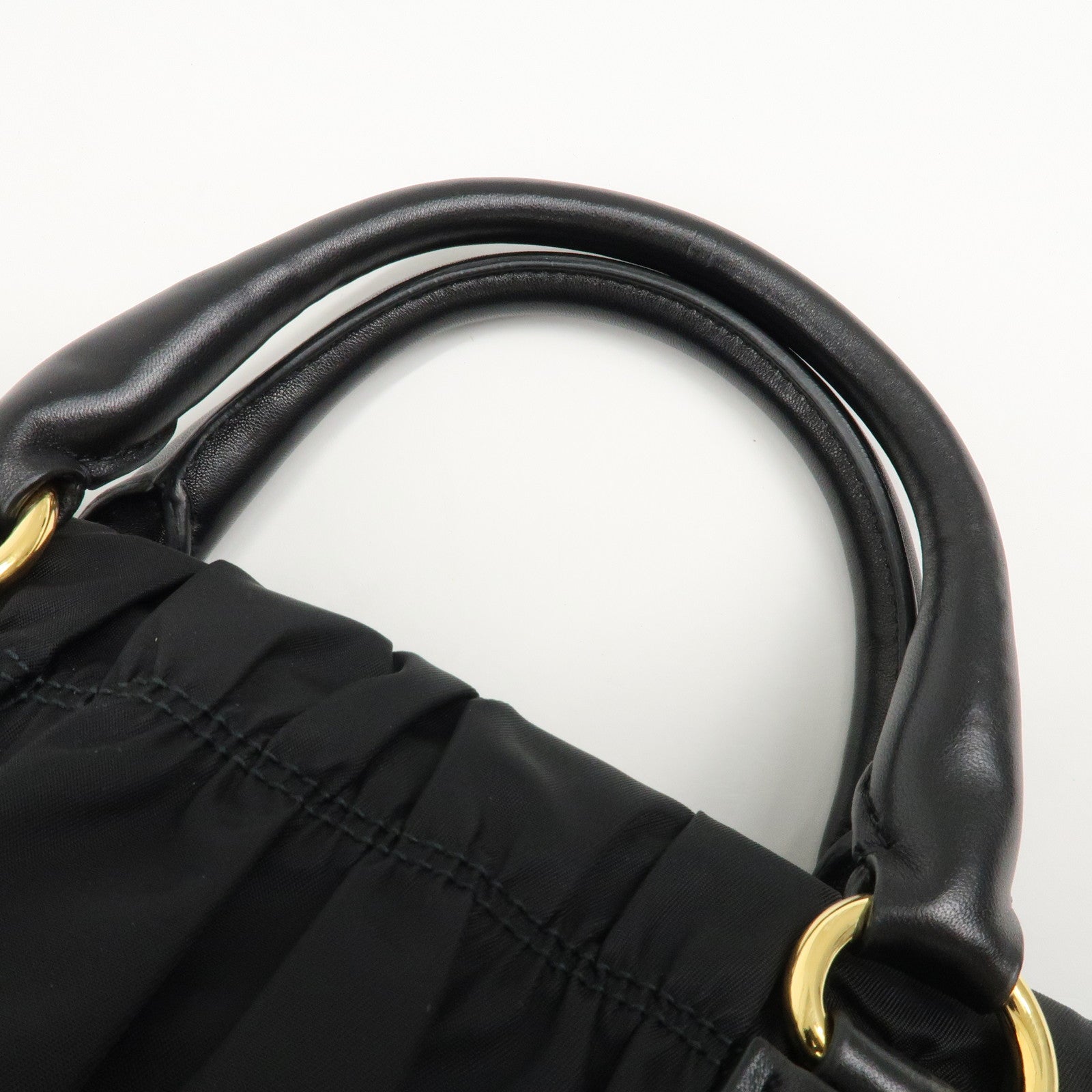 PRADA Logo Nylon Leather 2Way Bag Hand Bag Black NERO BN1407 Used