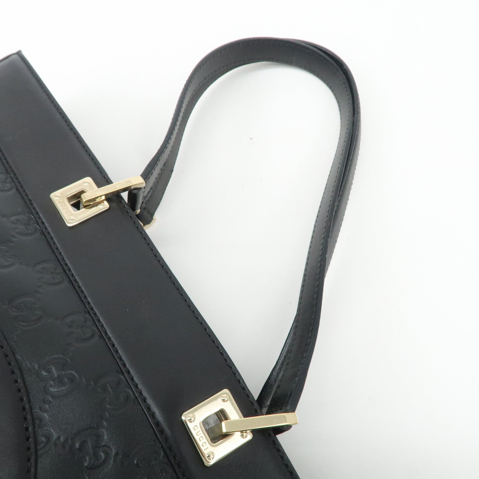 GUCCI Guccissima Leather Tote Bag Hand Bag Black 145993 Used