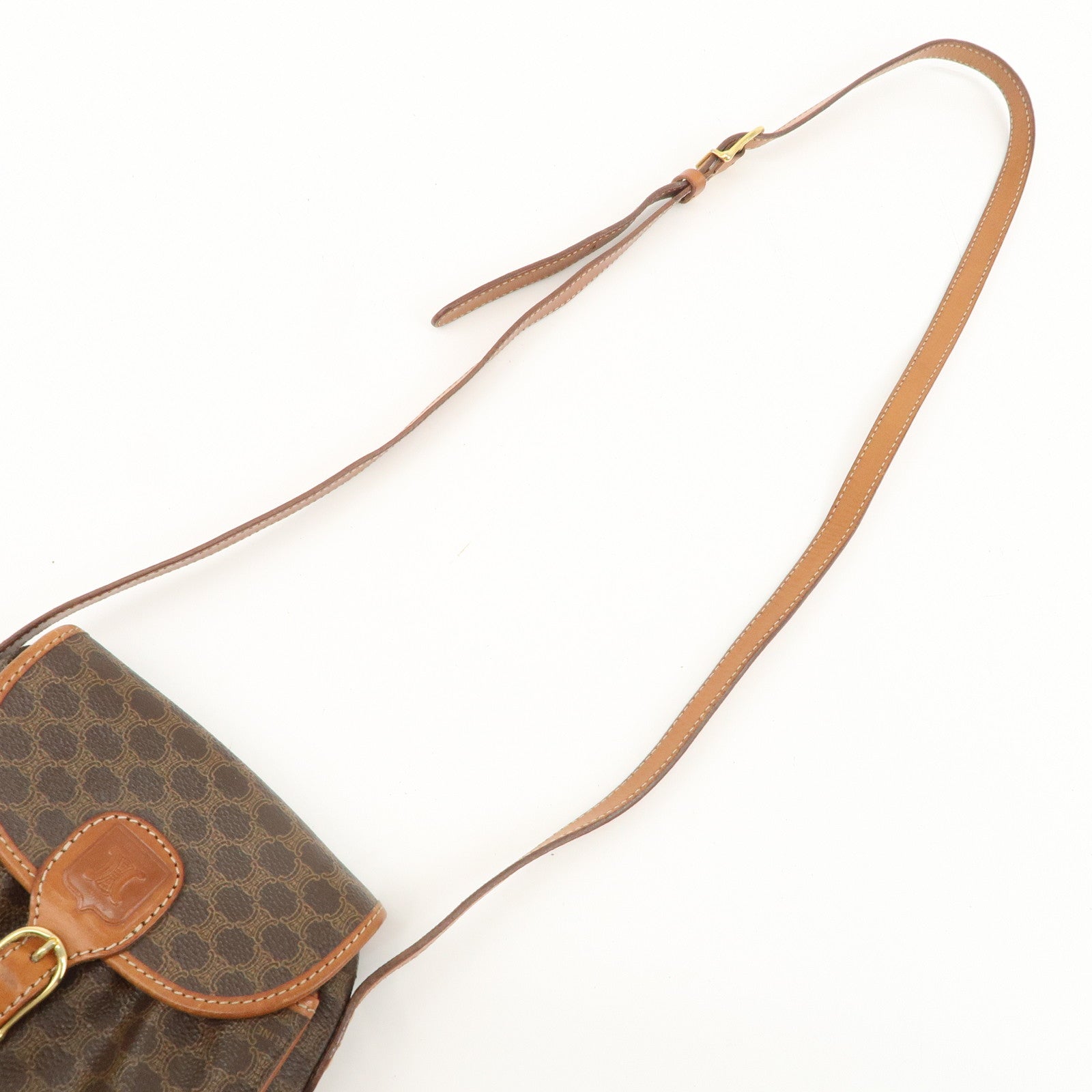 CELINE Macadam PVC Leather Shoulder Bag Brown Used