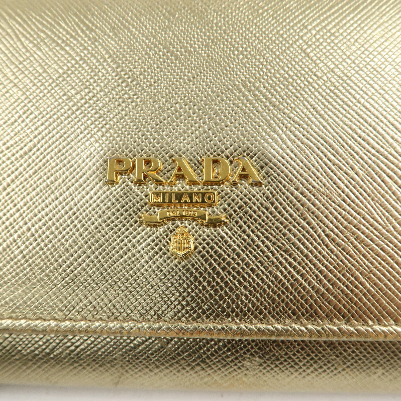 PRADA Set of 2 Saffiano Leather Bi-fold Long Wallet Glower Motif Used