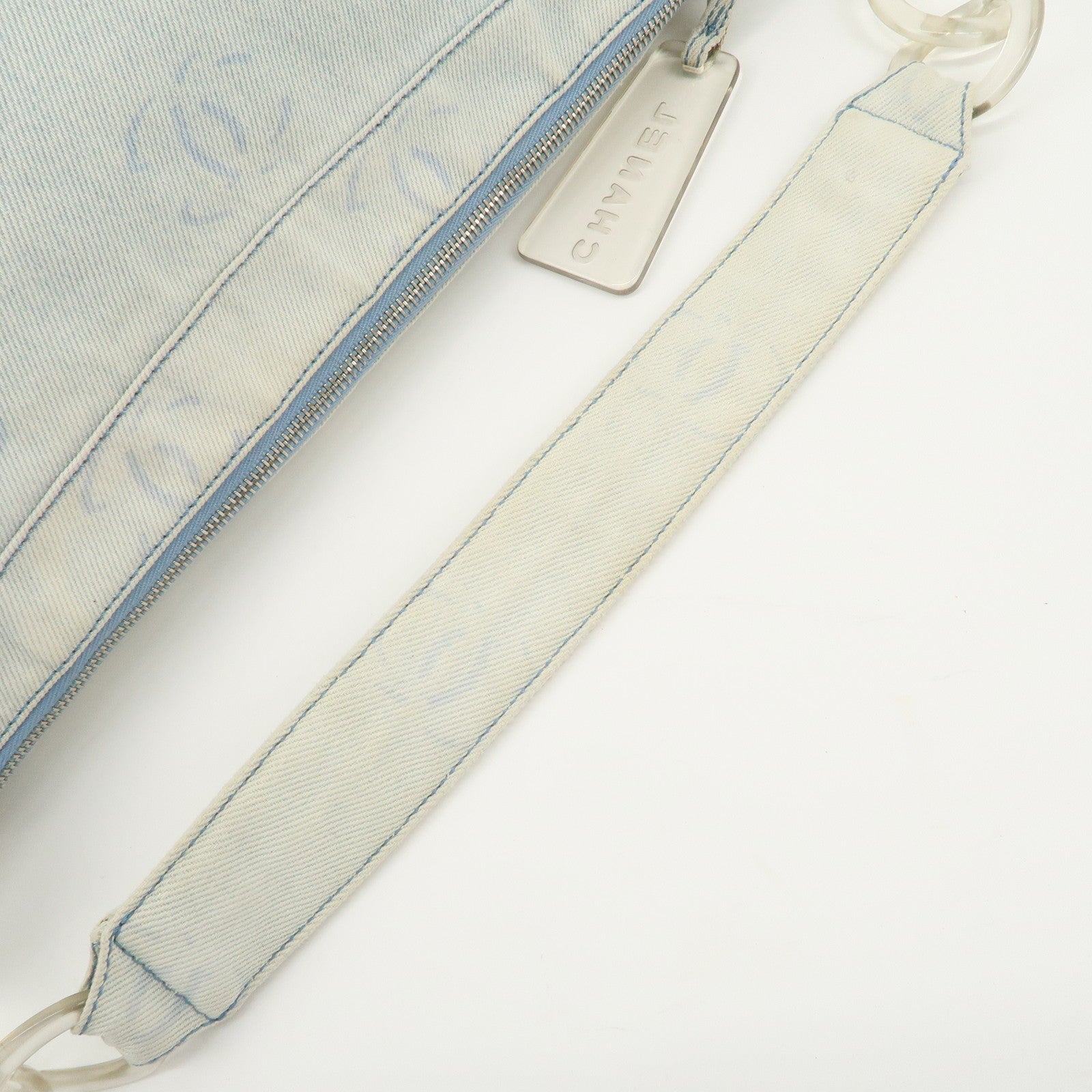 CHANEL Denim Plastic COCO Mark One Shoulder Bag Light Blue Used