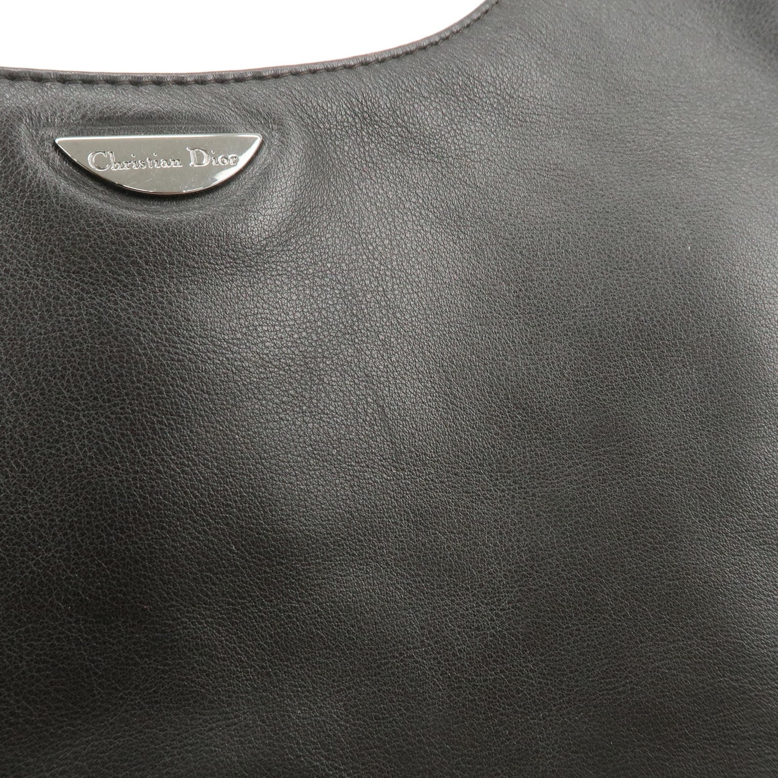 Christian Dior Maris Pearl Leather Shoulder Bag Dark Brown Used