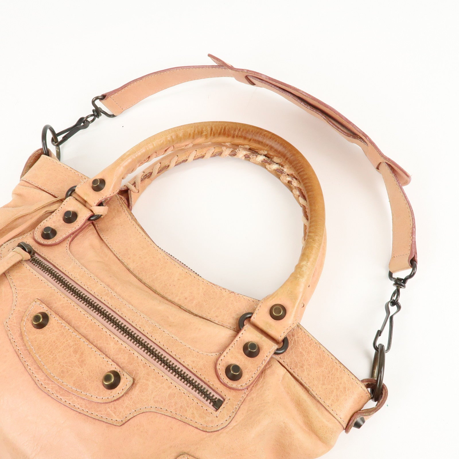 BALENCIAGA The First Leather 2Way Bag Hand Bag Pink 103208 Used
