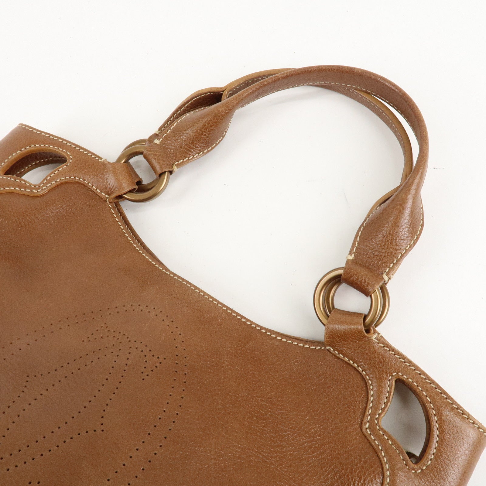 Cartier Marcello Du Cartier Leather Tote Bag Hand Bag Brown Used