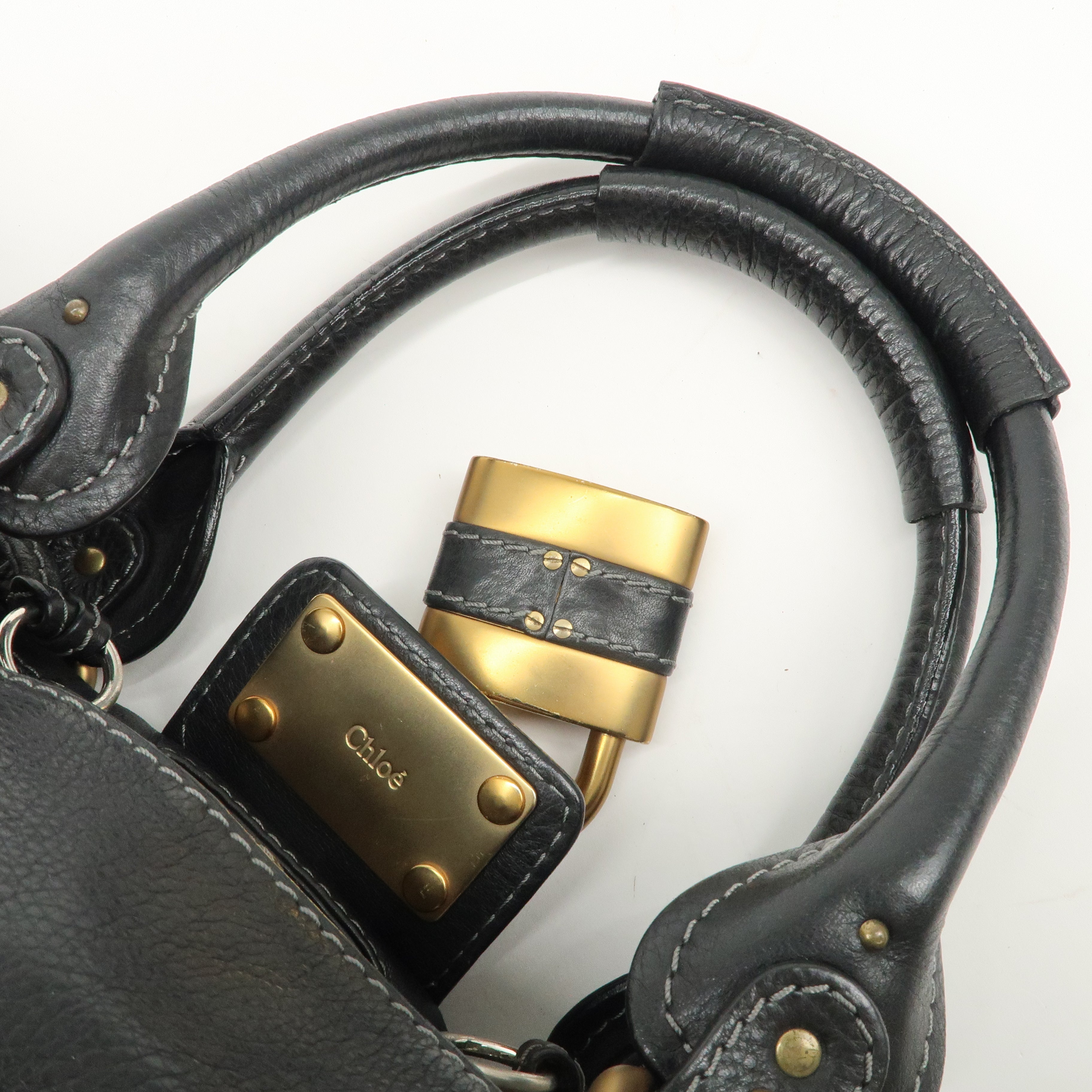 Chloe Paddington Leather Shoulder Bag Hand Bag Black Used