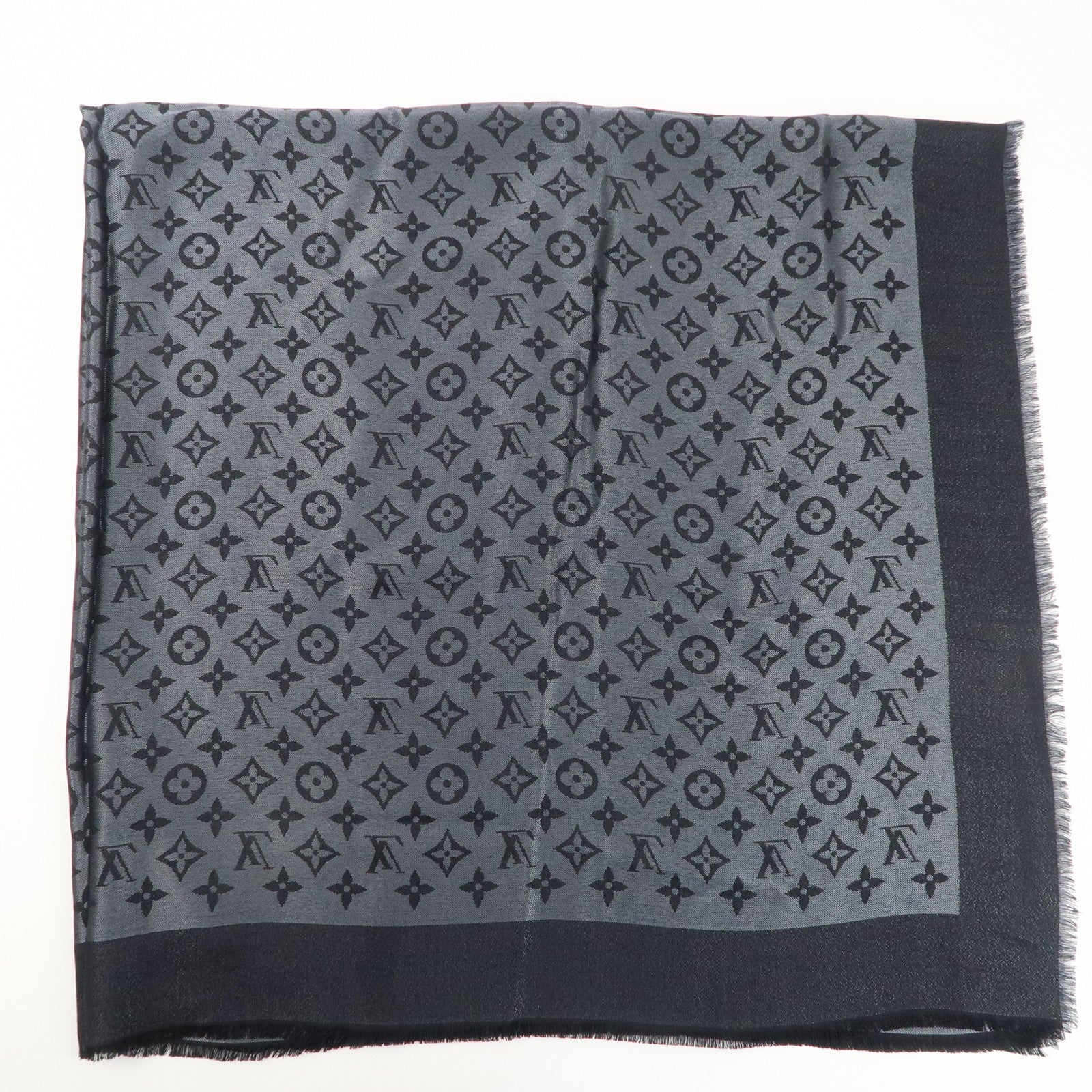 Louis Vuitton Shawl Monogram Shine Stole Scarf Noir Black 401910 Used