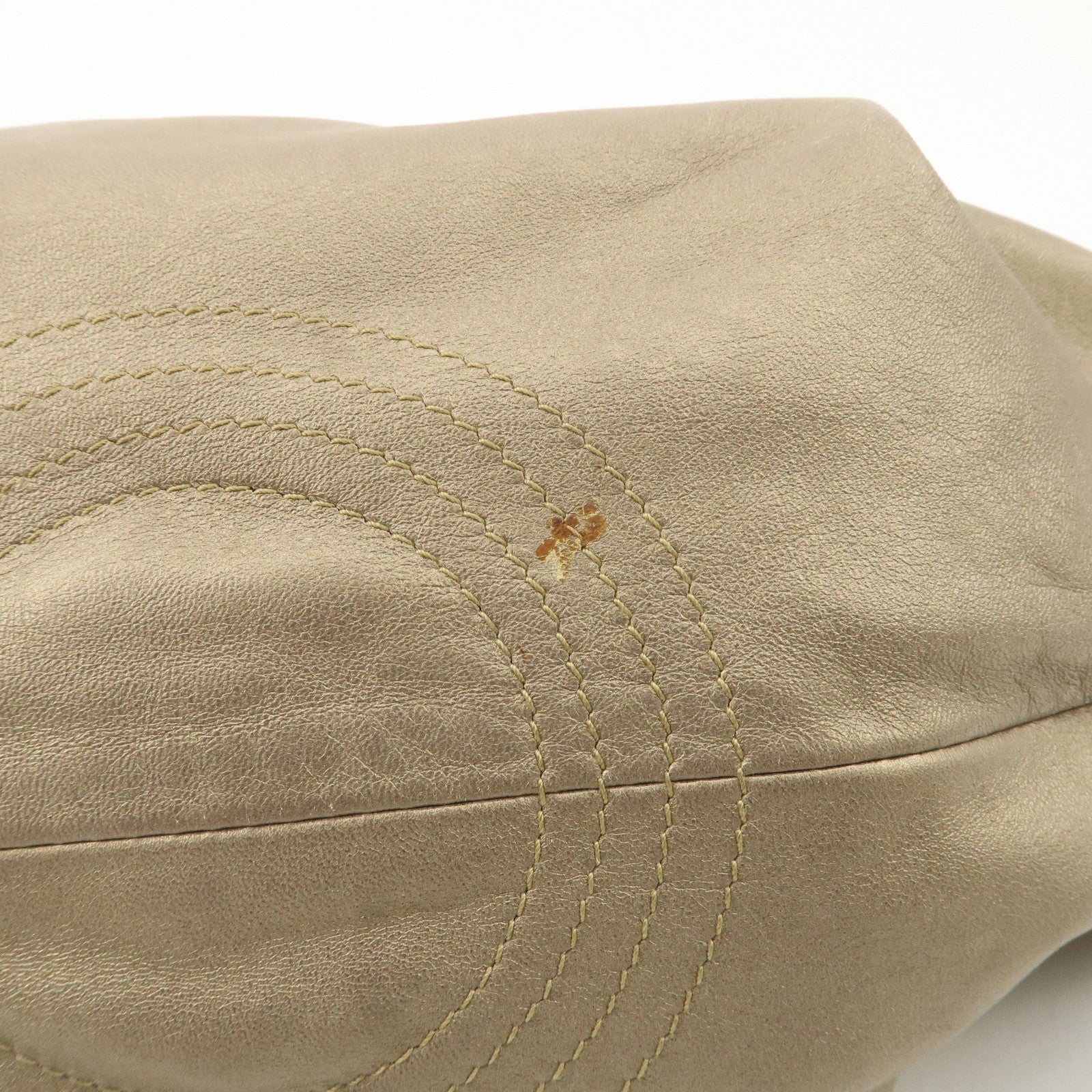 LOEWE Anagram Leather Nappa Aire Hand Bag Gold Used
