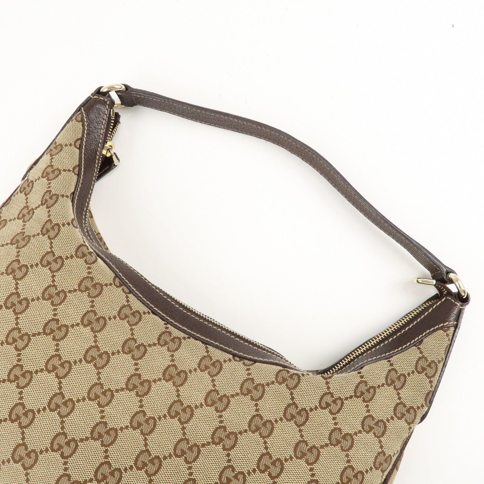 GUCCO GG canvas leather shoulder bag Beige Brown 153010 Used