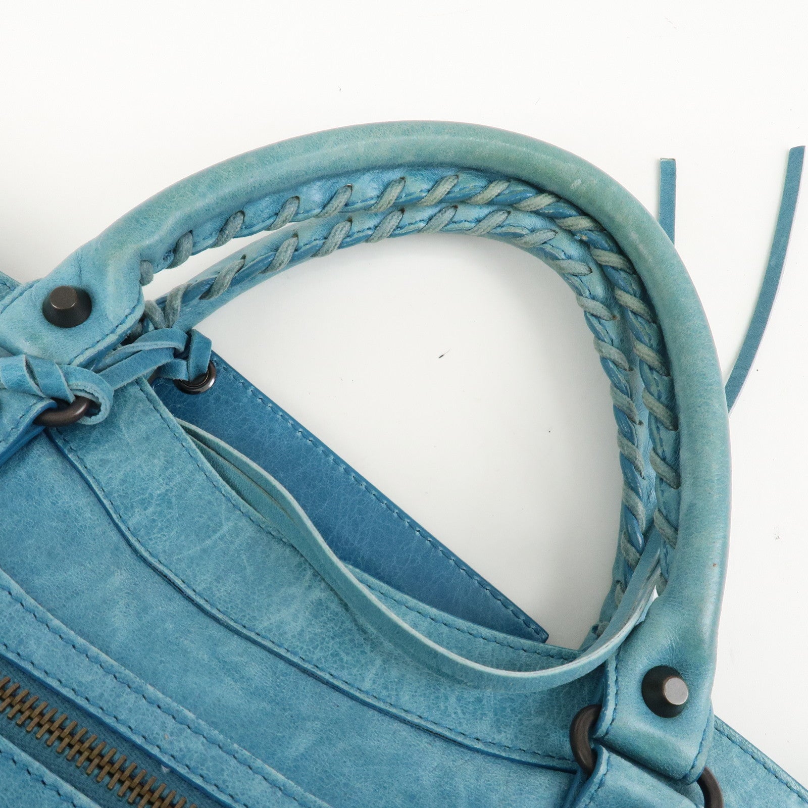 BALENCIAGA The First Leather 2Way Shoulder Bag Hand Bag Blue Used