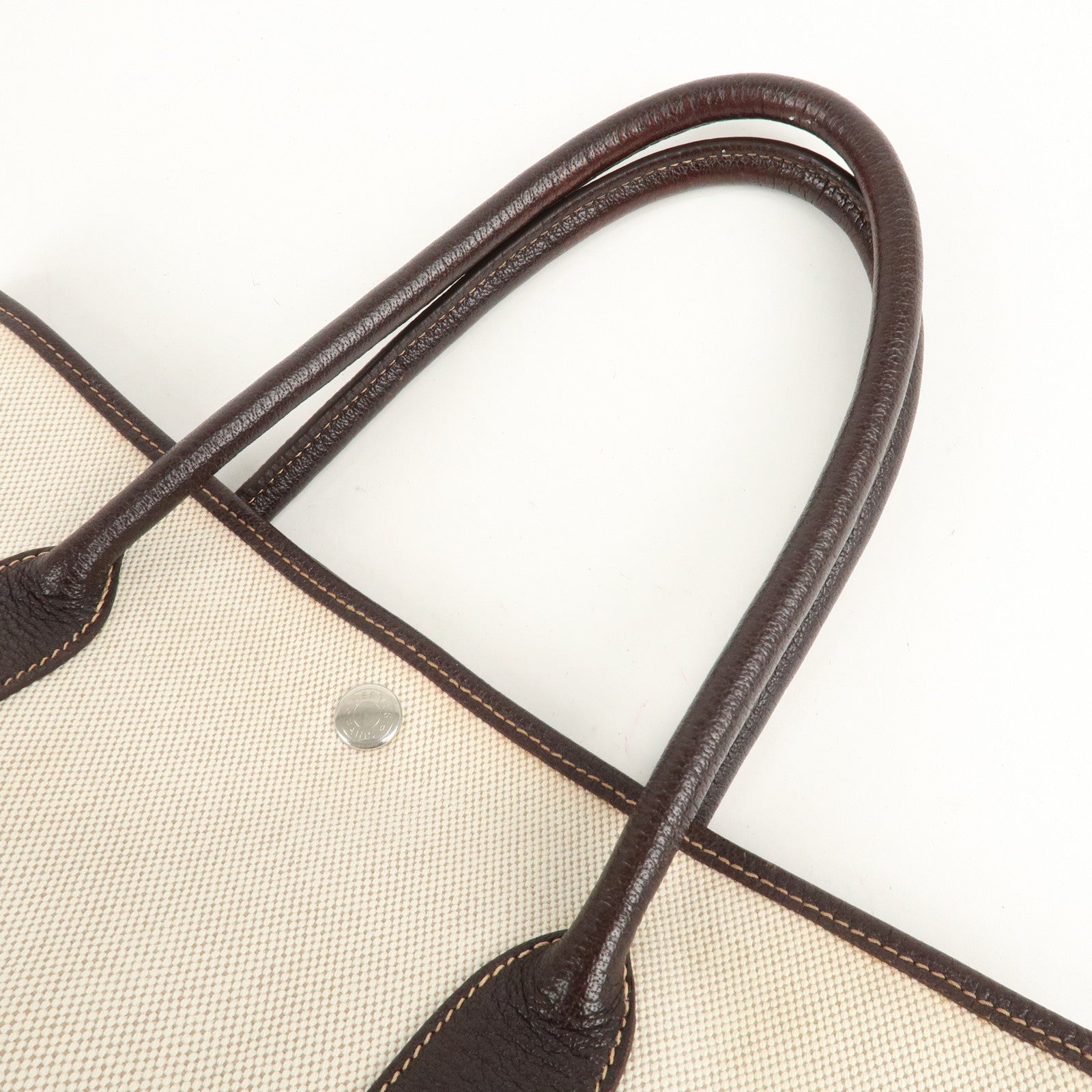 HERMES Toile Ash Leather Garden Party I Stamped (around 2005) Used